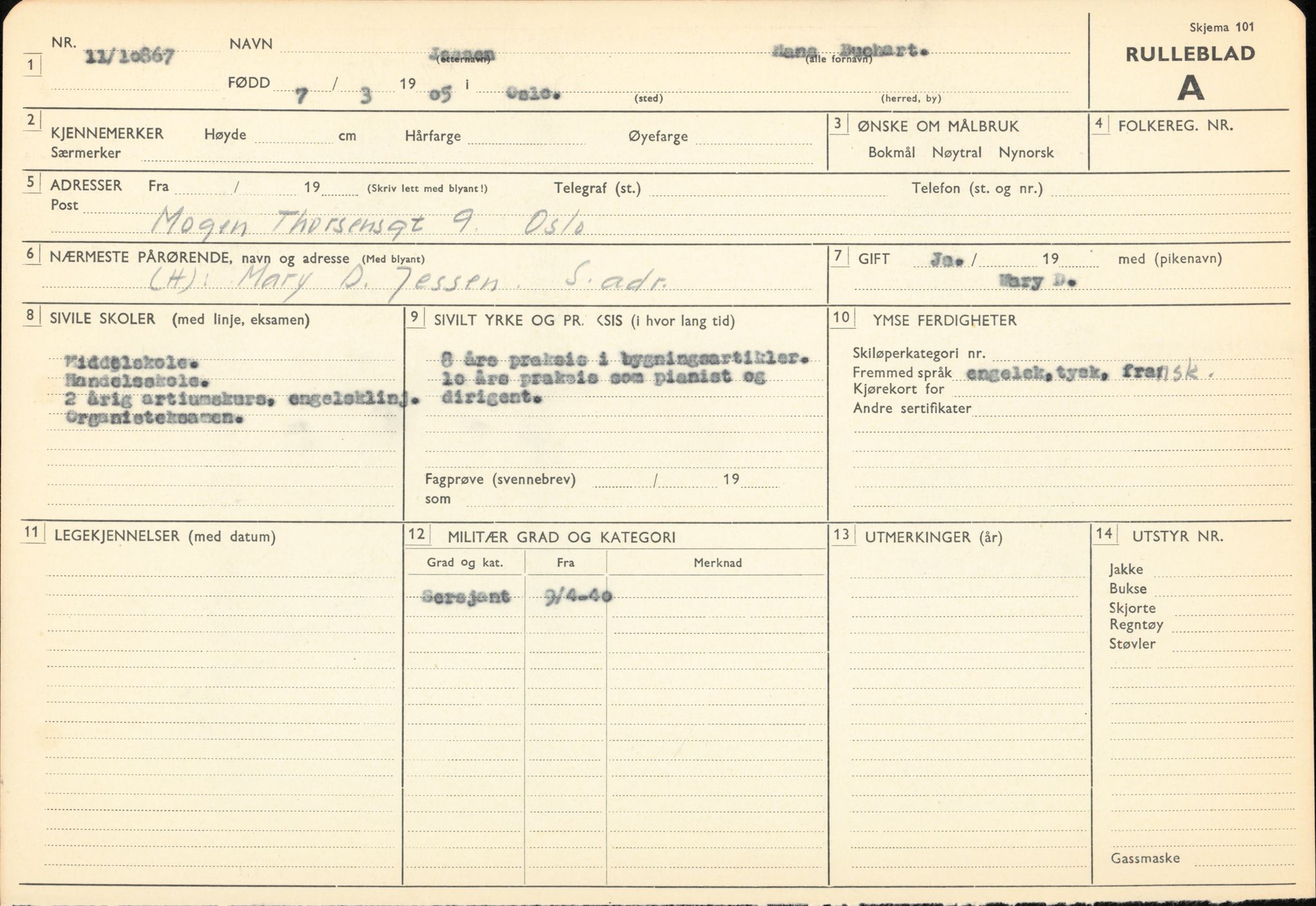 Forsvaret, Forsvarets overkommando/Luftforsvarsstaben, AV/RA-RAFA-4079/P/Pa/L0013: Personellmapper, 1905, p. 238