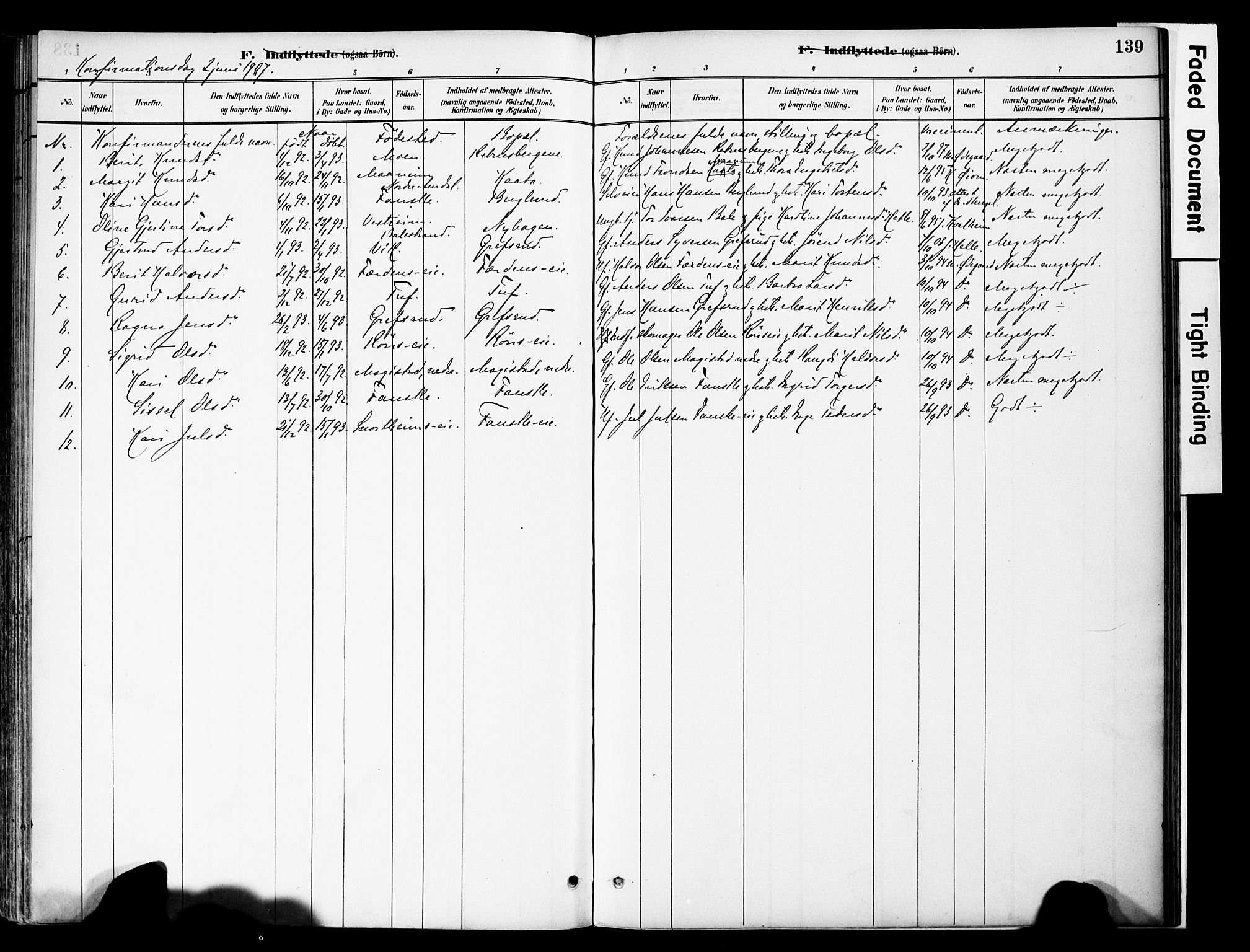 Vestre Slidre prestekontor, SAH/PREST-136/H/Ha/Haa/L0006: Parish register (official) no. 6, 1881-1912, p. 139