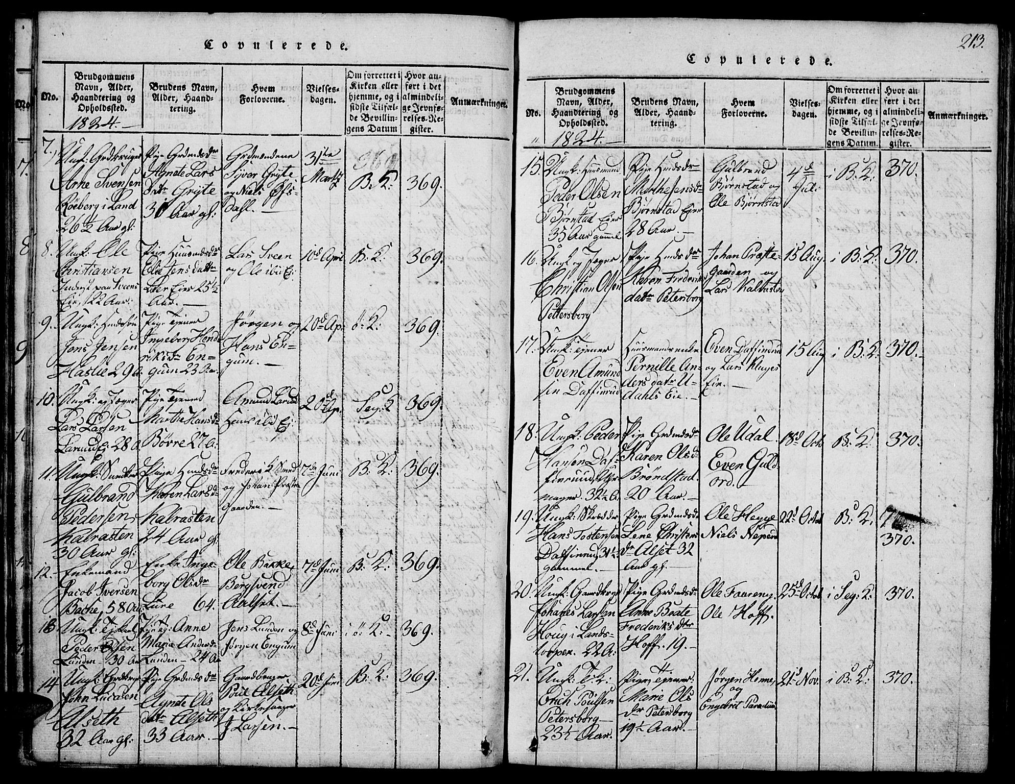 Biri prestekontor, SAH/PREST-096/H/Ha/Hab/L0001: Parish register (copy) no. 1, 1814-1828, p. 213