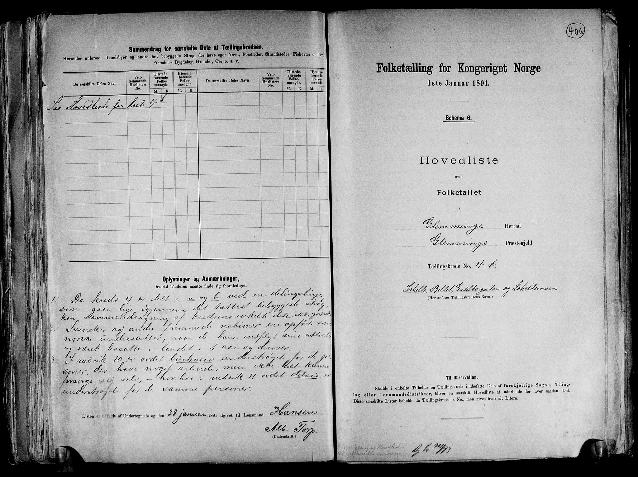 RA, 1891 census for 0132 Glemmen, 1891, p. 18