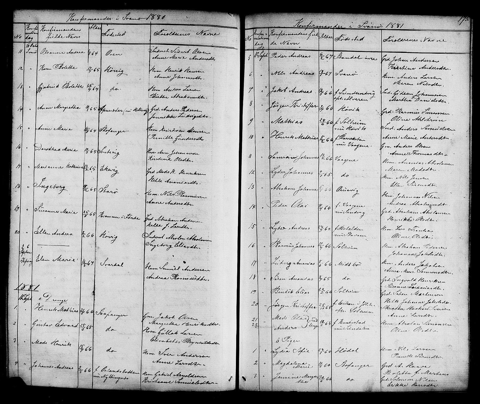 Kinn sokneprestembete, AV/SAB-A-80801/H/Hab/Habc/L0002: Parish register (copy) no. C 2, 1869-1918, p. 175