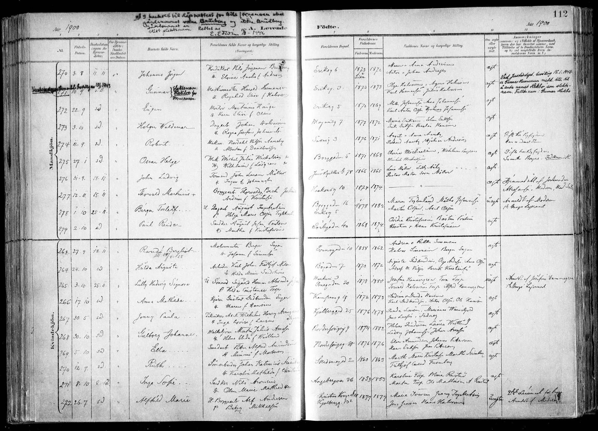 Kampen prestekontor Kirkebøker, AV/SAO-A-10853/F/Fa/L0007: Parish register (official) no. I 7, 1897-1905, p. 112