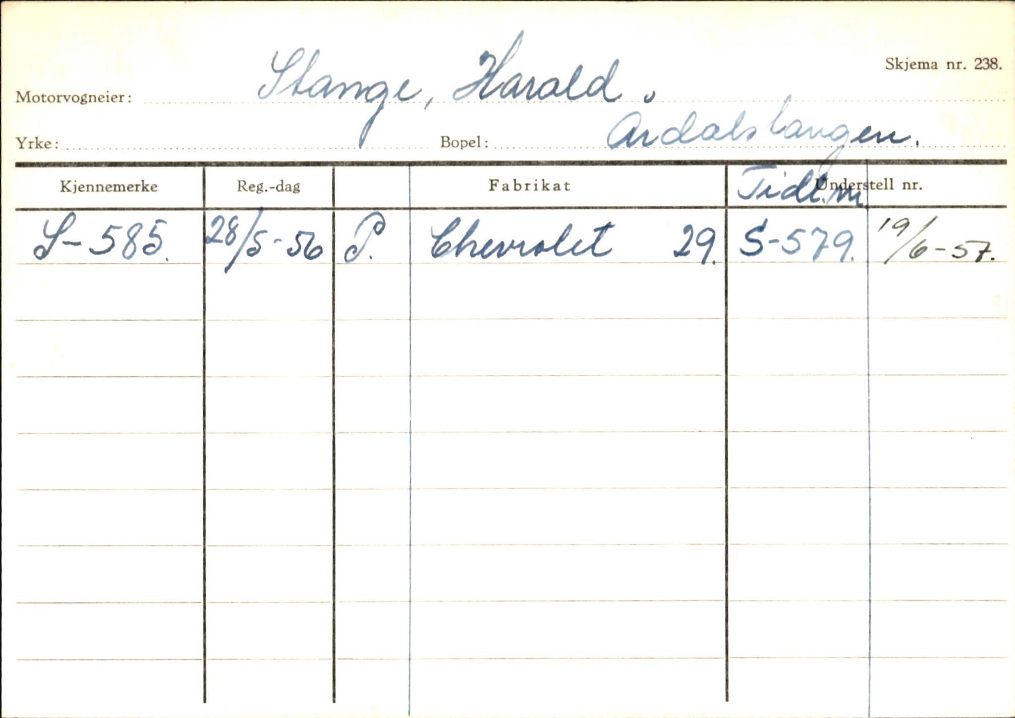 Statens vegvesen, Sogn og Fjordane vegkontor, SAB/A-5301/4/F/L0146: Registerkort Årdal R-Å samt diverse kort, 1945-1975, p. 562