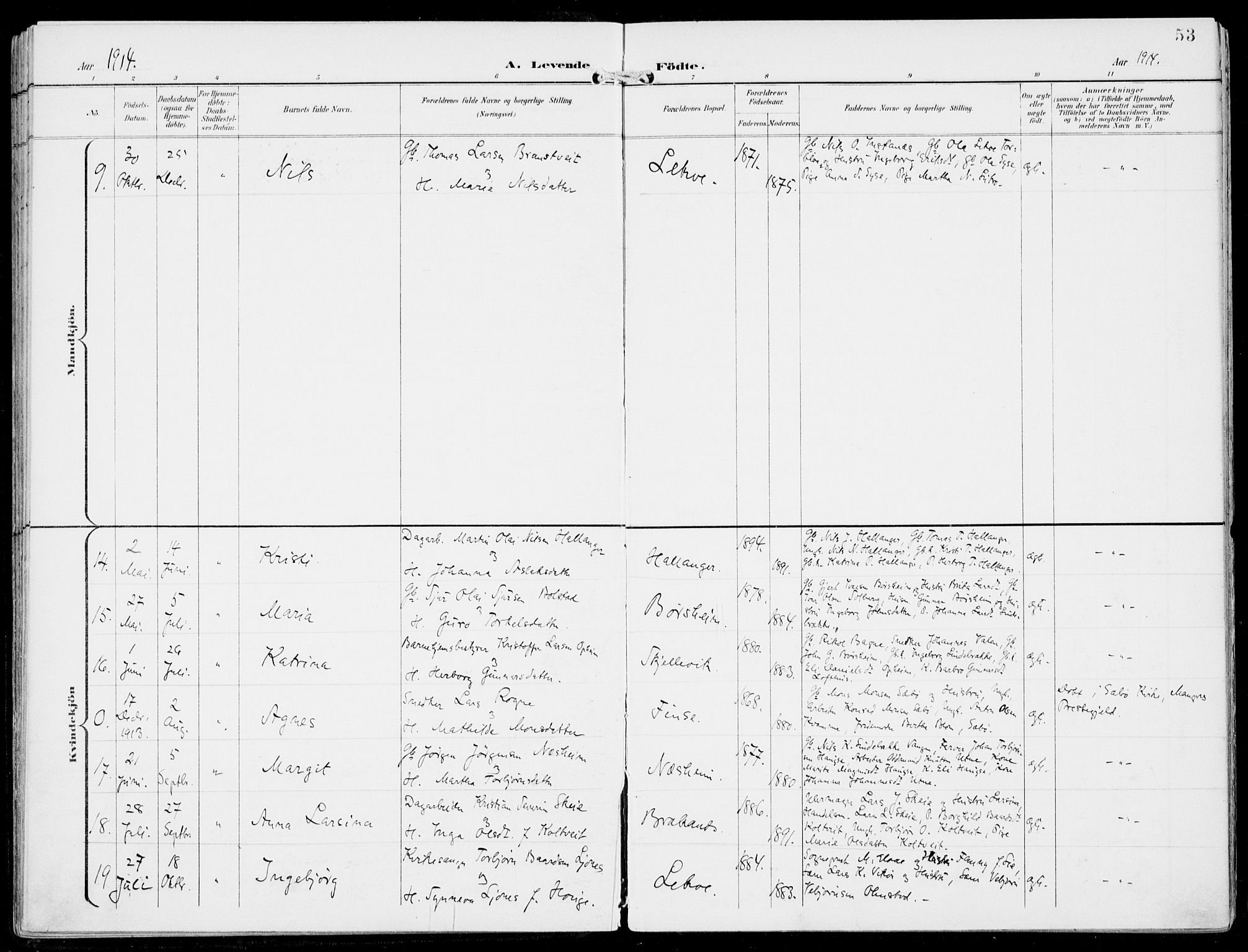 Ulvik sokneprestembete, SAB/A-78801/H/Haa: Parish register (official) no. B  2, 1898-1924, p. 53