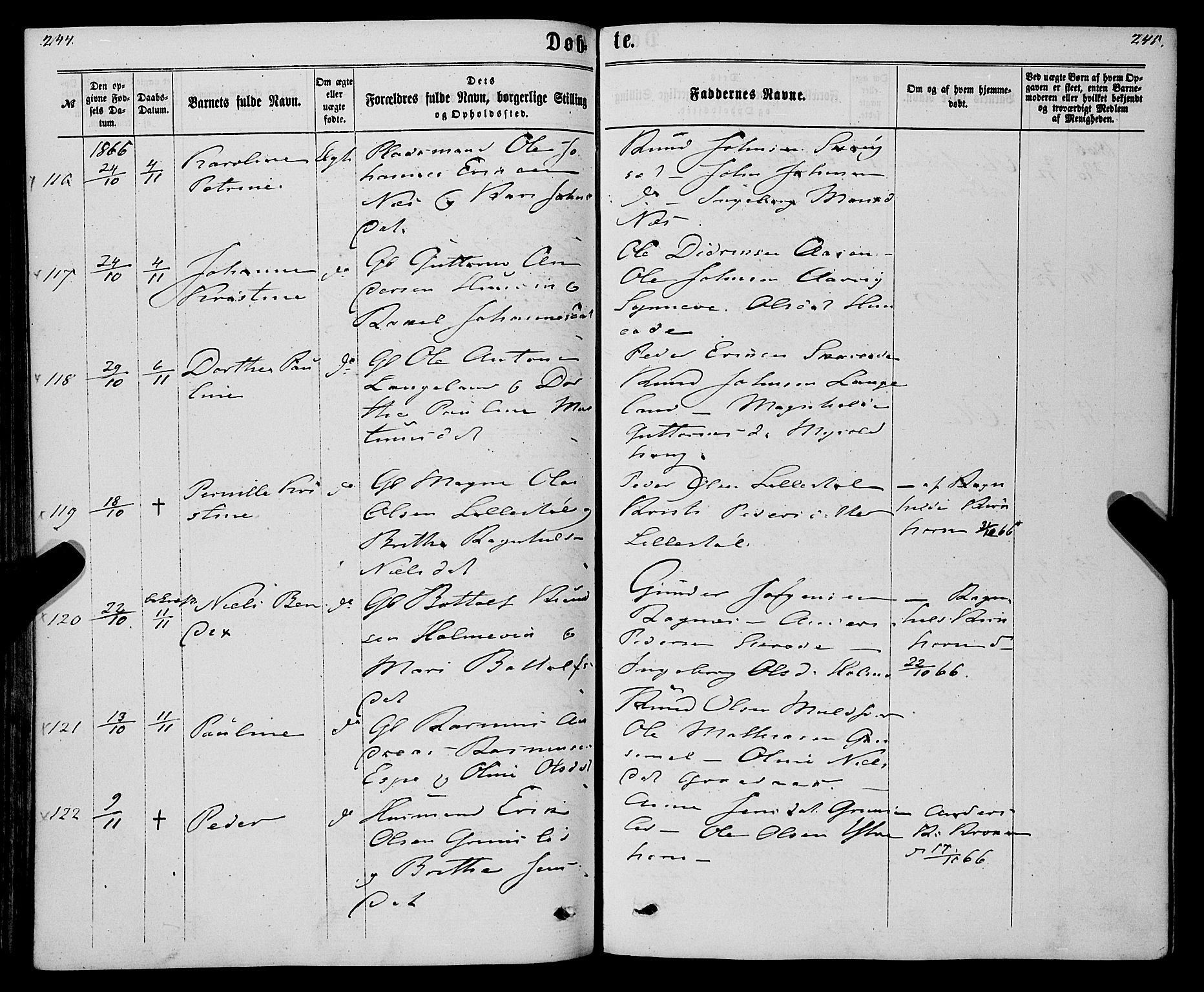 Eid sokneprestembete, AV/SAB-A-82301/H/Haa/Haaa/L0009: Parish register (official) no. A 9, 1861-1868, p. 244-245