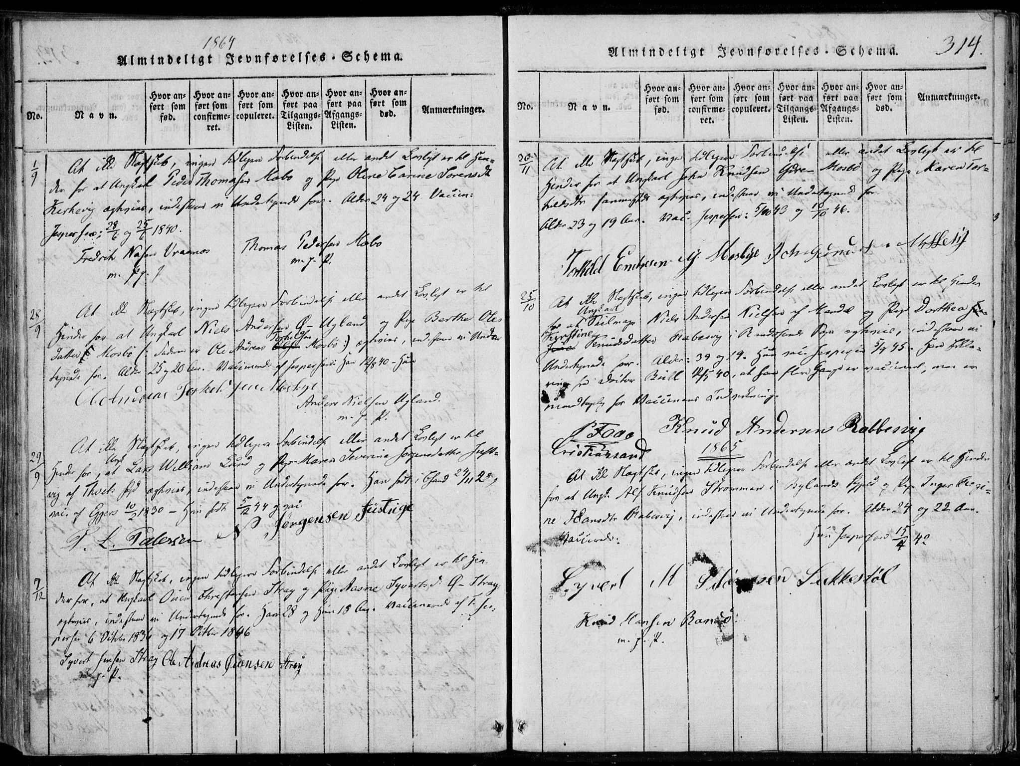 Oddernes sokneprestkontor, SAK/1111-0033/F/Fa/Faa/L0005: Parish register (official) no. A 5, 1820-1838, p. 314