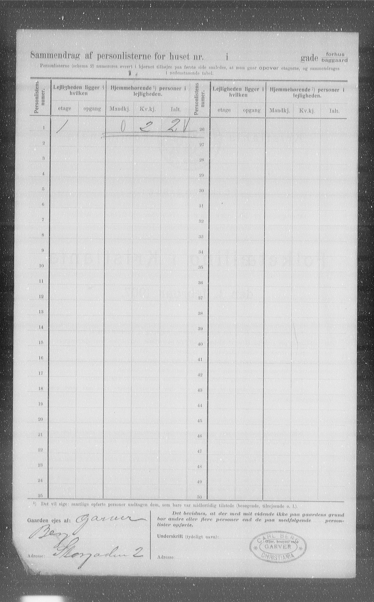 OBA, Municipal Census 1907 for Kristiania, 1907, p. 49524