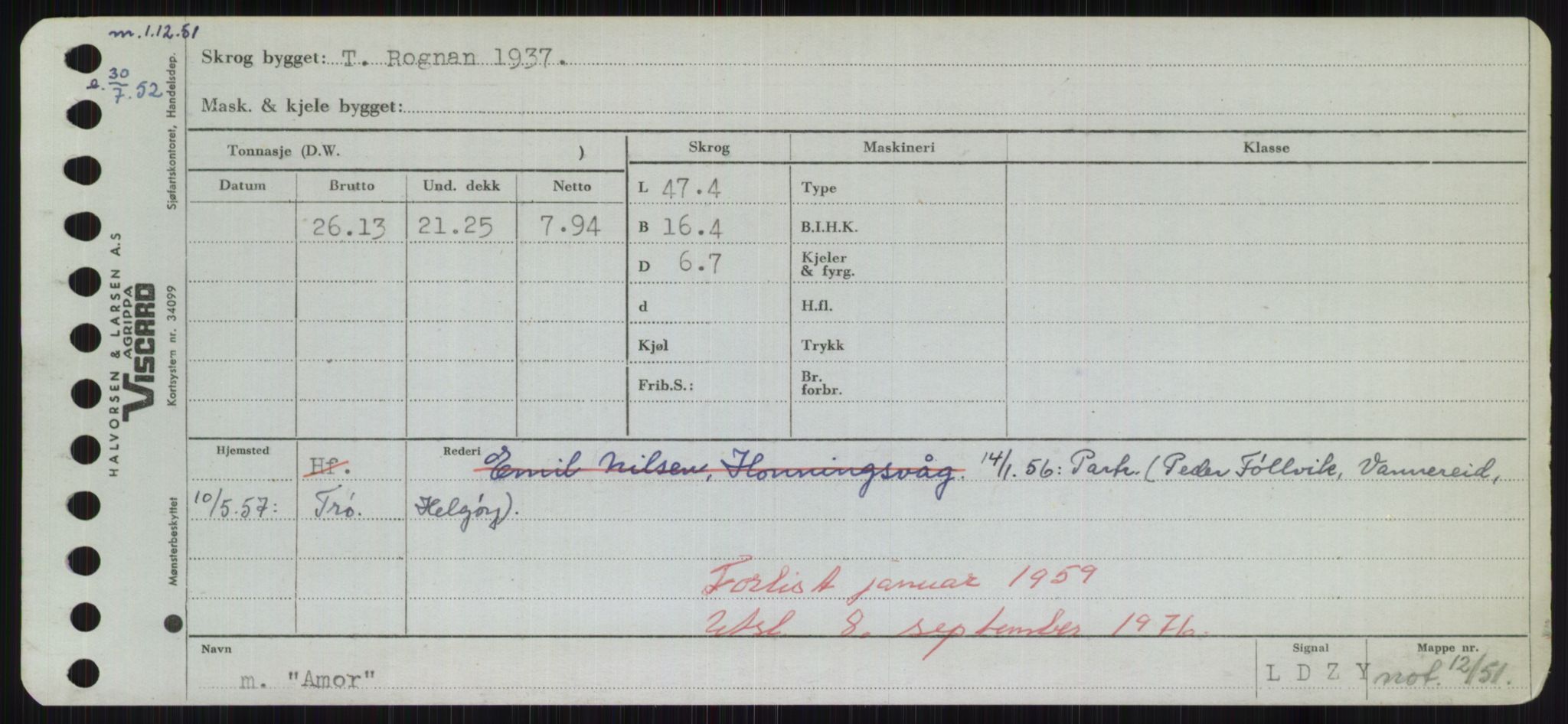 Sjøfartsdirektoratet med forløpere, Skipsmålingen, RA/S-1627/H/Hd/L0001: Fartøy, A-Anv, p. 491