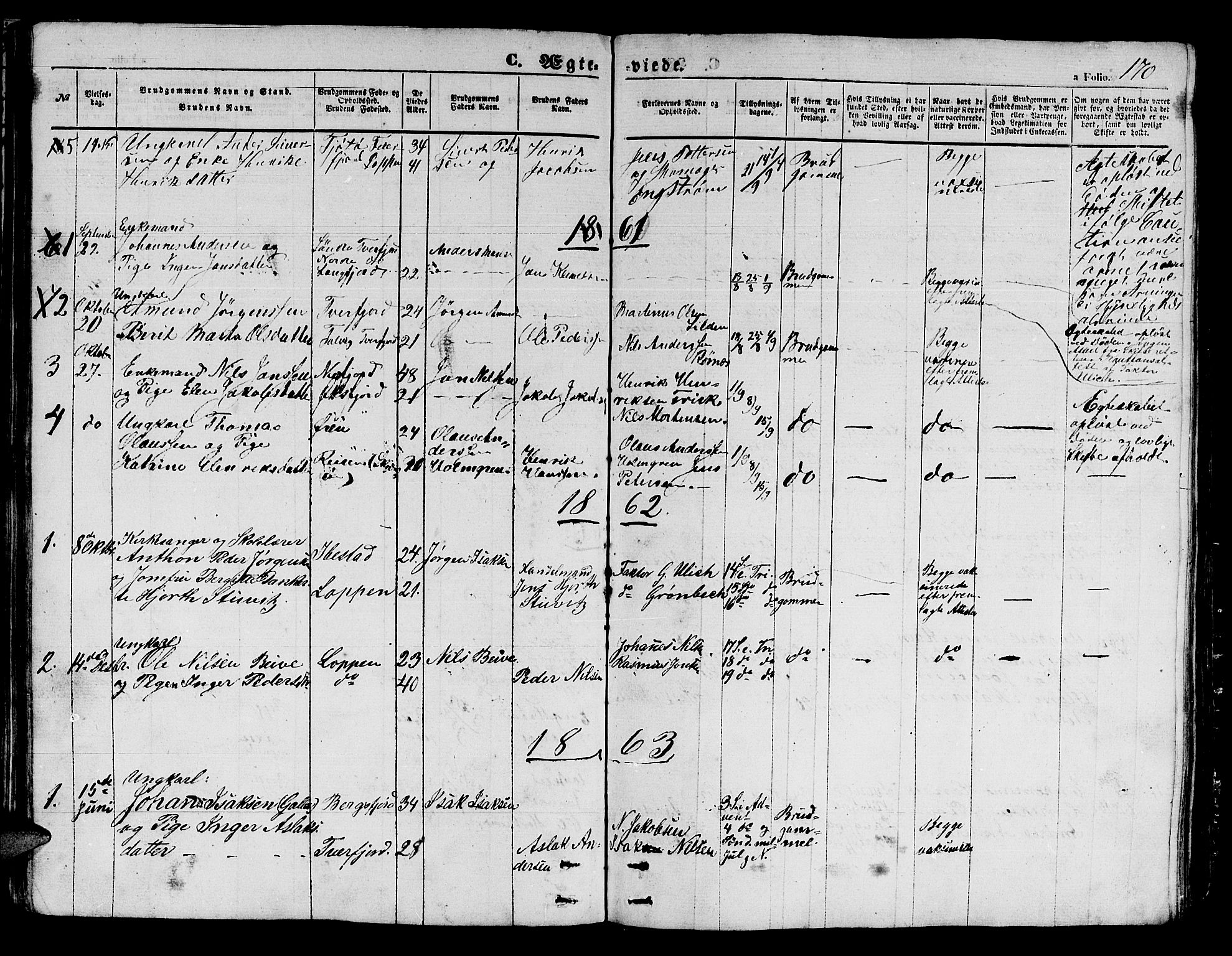 Loppa sokneprestkontor, SATØ/S-1339/H/Hb/L0002klokker: Parish register (copy) no. 2, 1850-1880, p. 170