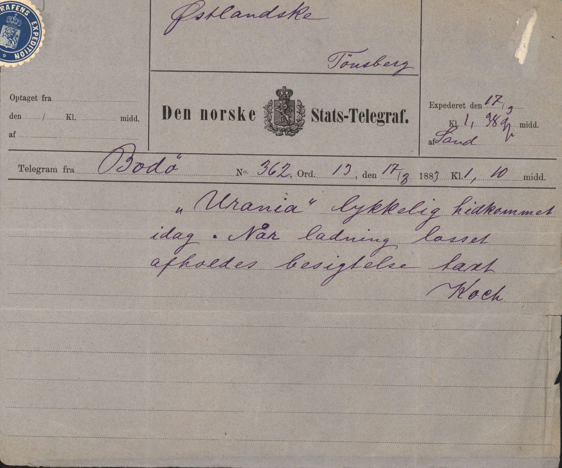 Pa 63 - Østlandske skibsassuranceforening, VEMU/A-1079/G/Ga/L0016/0012: Havaridokumenter / Urania, Tagal, Sir John Lawrence, Benguela, 1883, p. 16