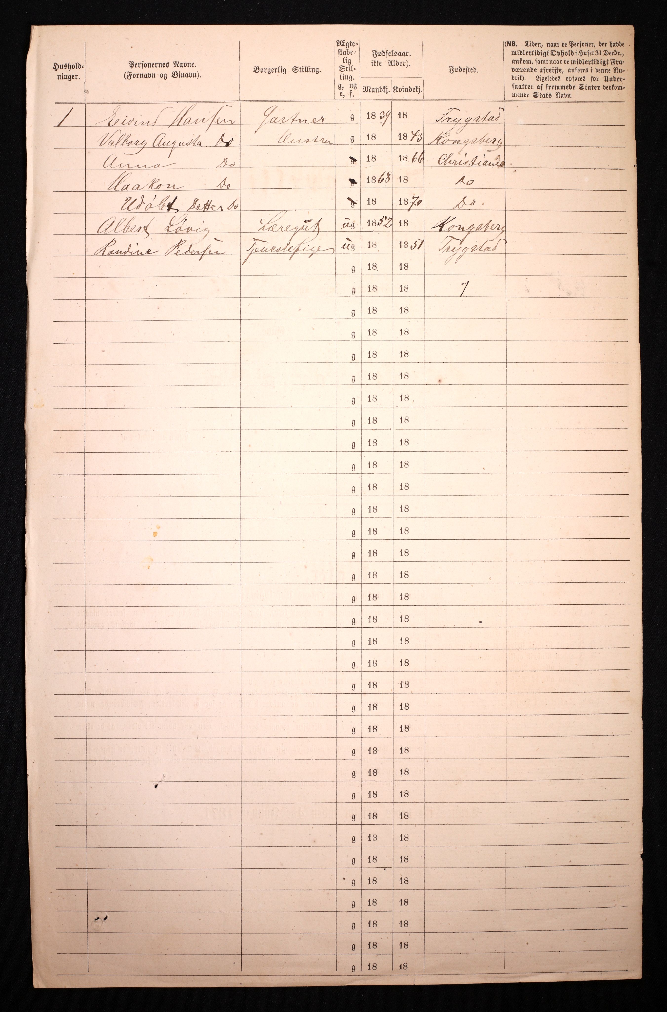 RA, 1870 census for 0301 Kristiania, 1870, p. 3309