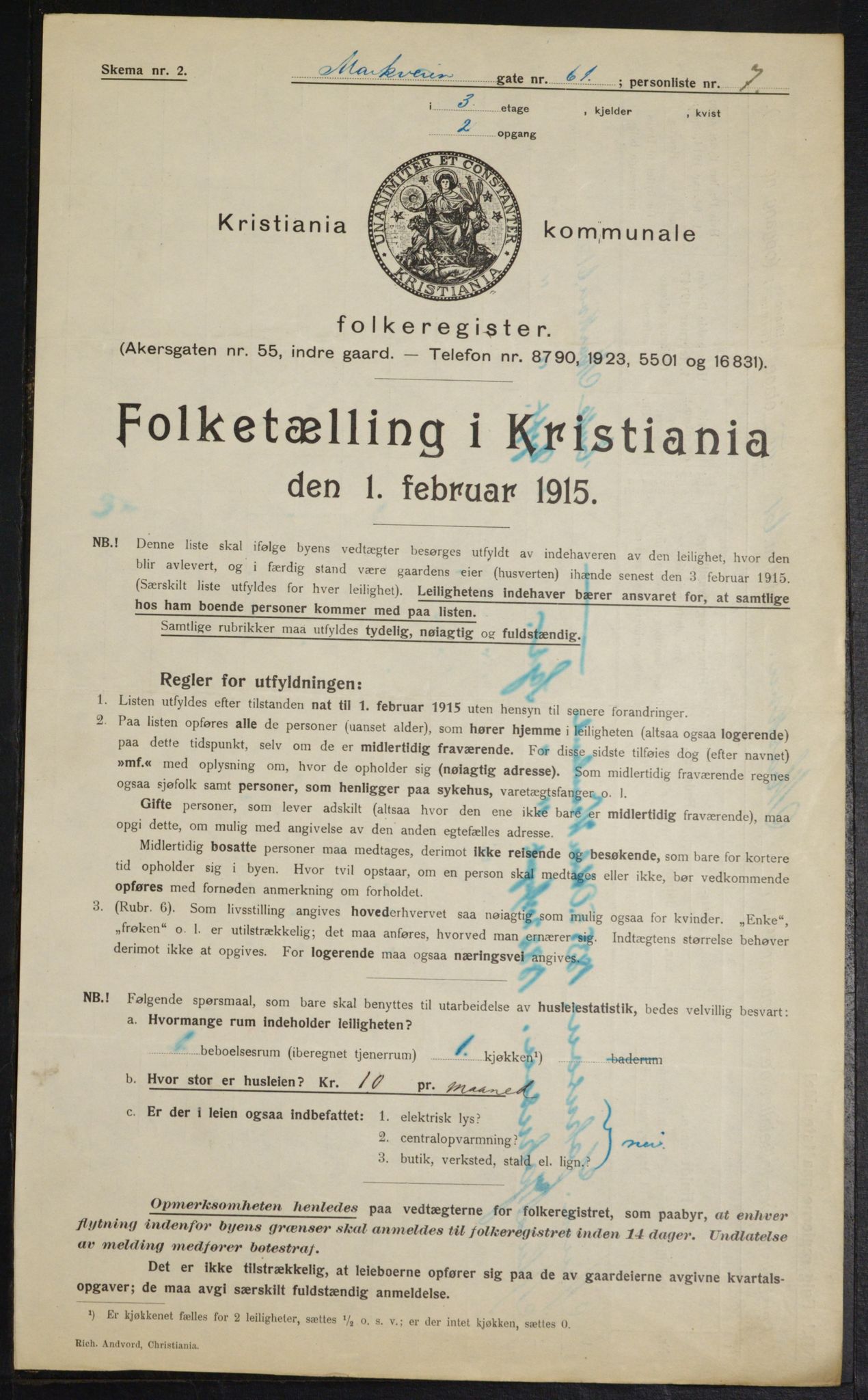 OBA, Municipal Census 1915 for Kristiania, 1915, p. 63858