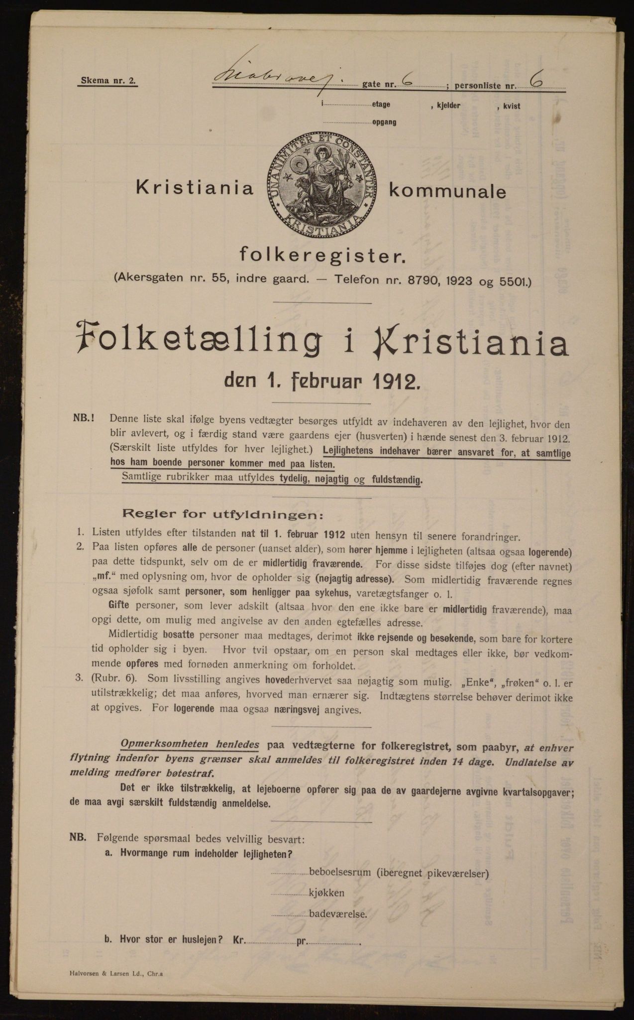 OBA, Municipal Census 1912 for Kristiania, 1912, p. 58186