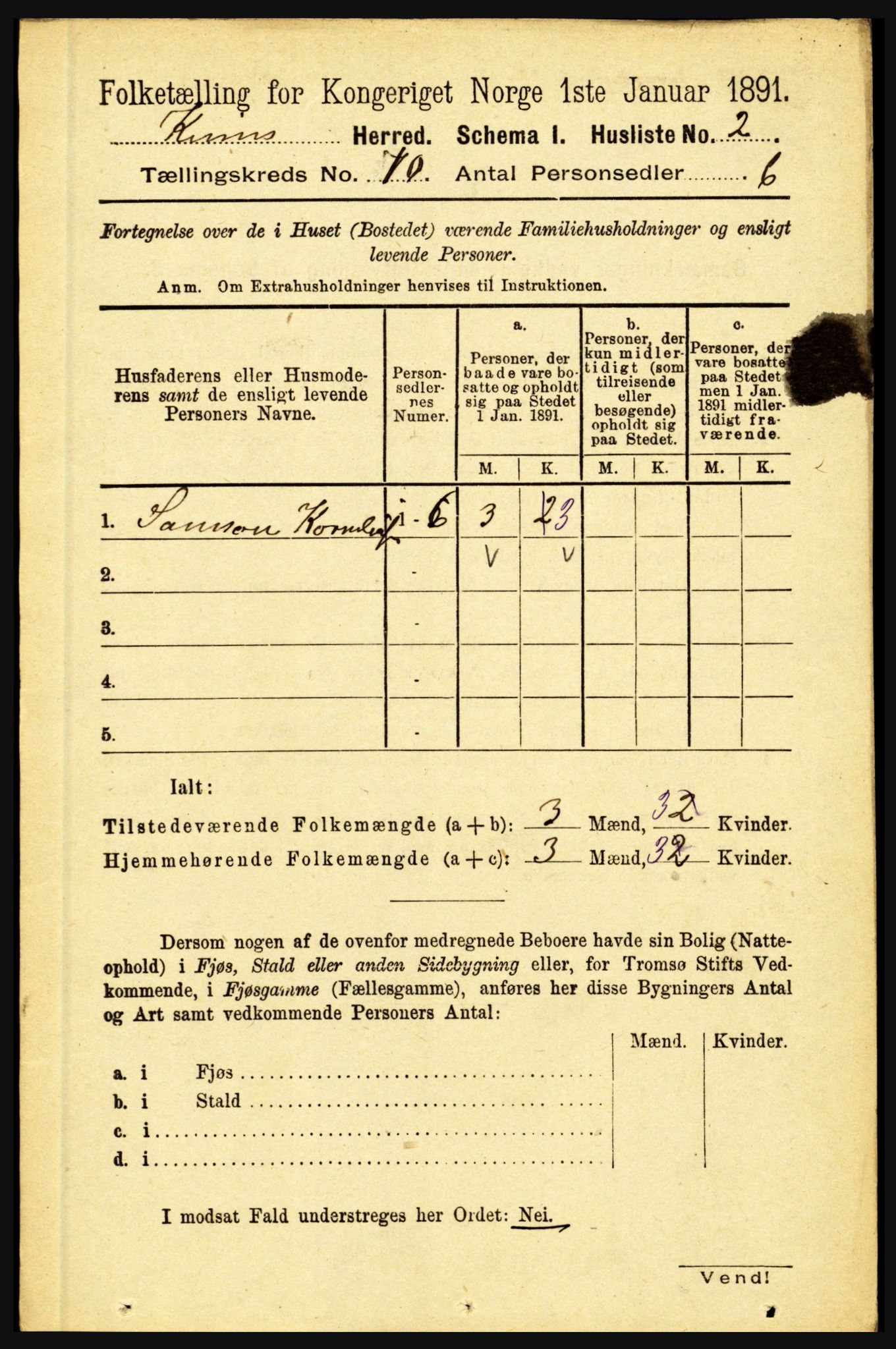 RA, 1891 census for 1437 Kinn, 1891, p. 3758