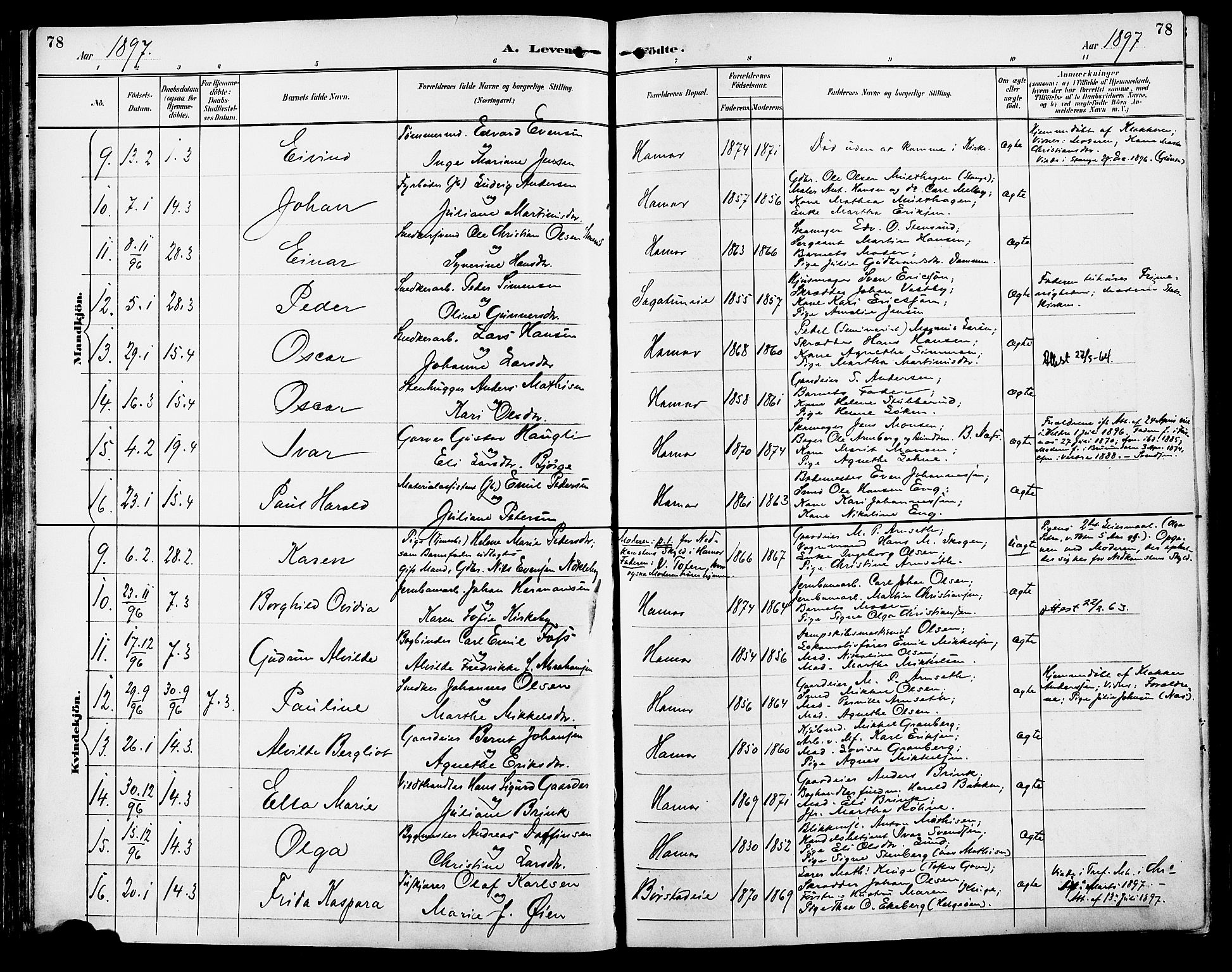 Vang prestekontor, Hedmark, AV/SAH-PREST-008/H/Ha/Haa/L0017: Parish register (official) no. 17, 1890-1899, p. 78