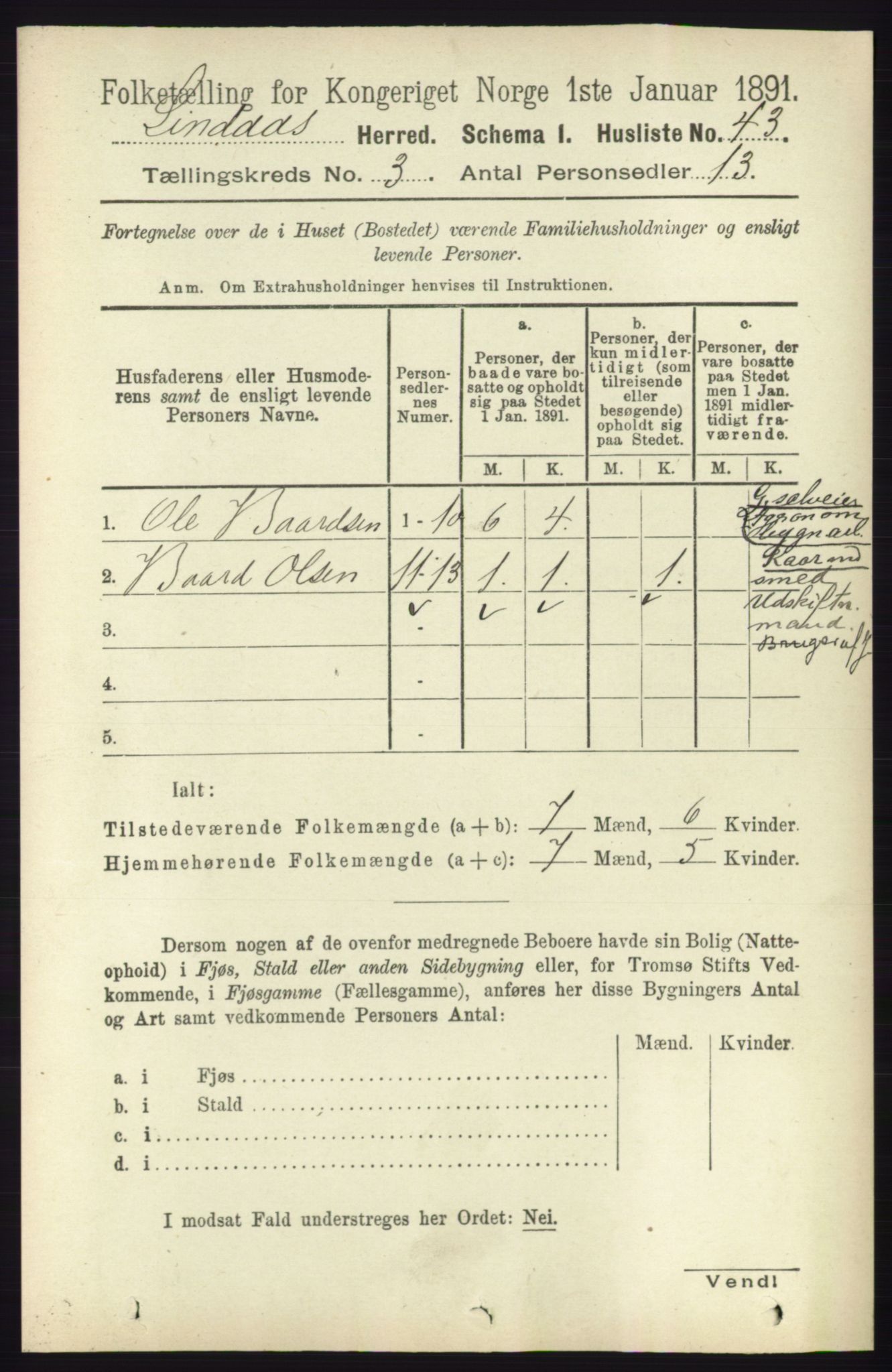 RA, 1891 census for 1263 Lindås, 1891, p. 799