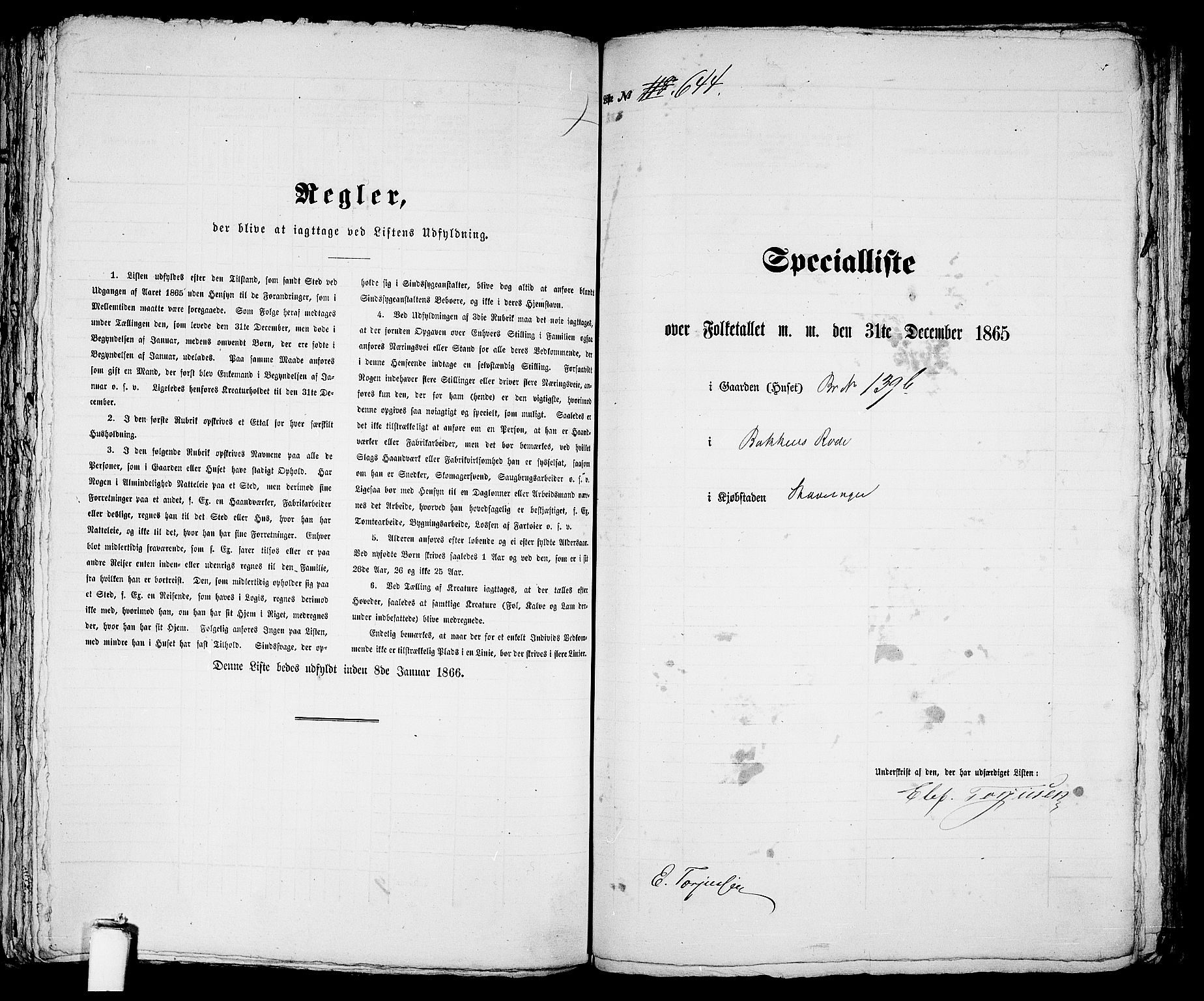 RA, 1865 census for Stavanger, 1865, p. 1318