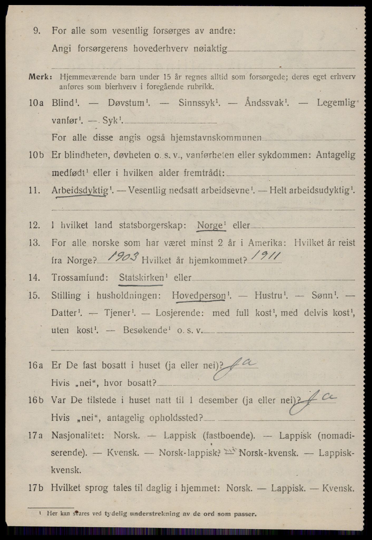 SAT, 1920 census for Osen, 1920, p. 1564