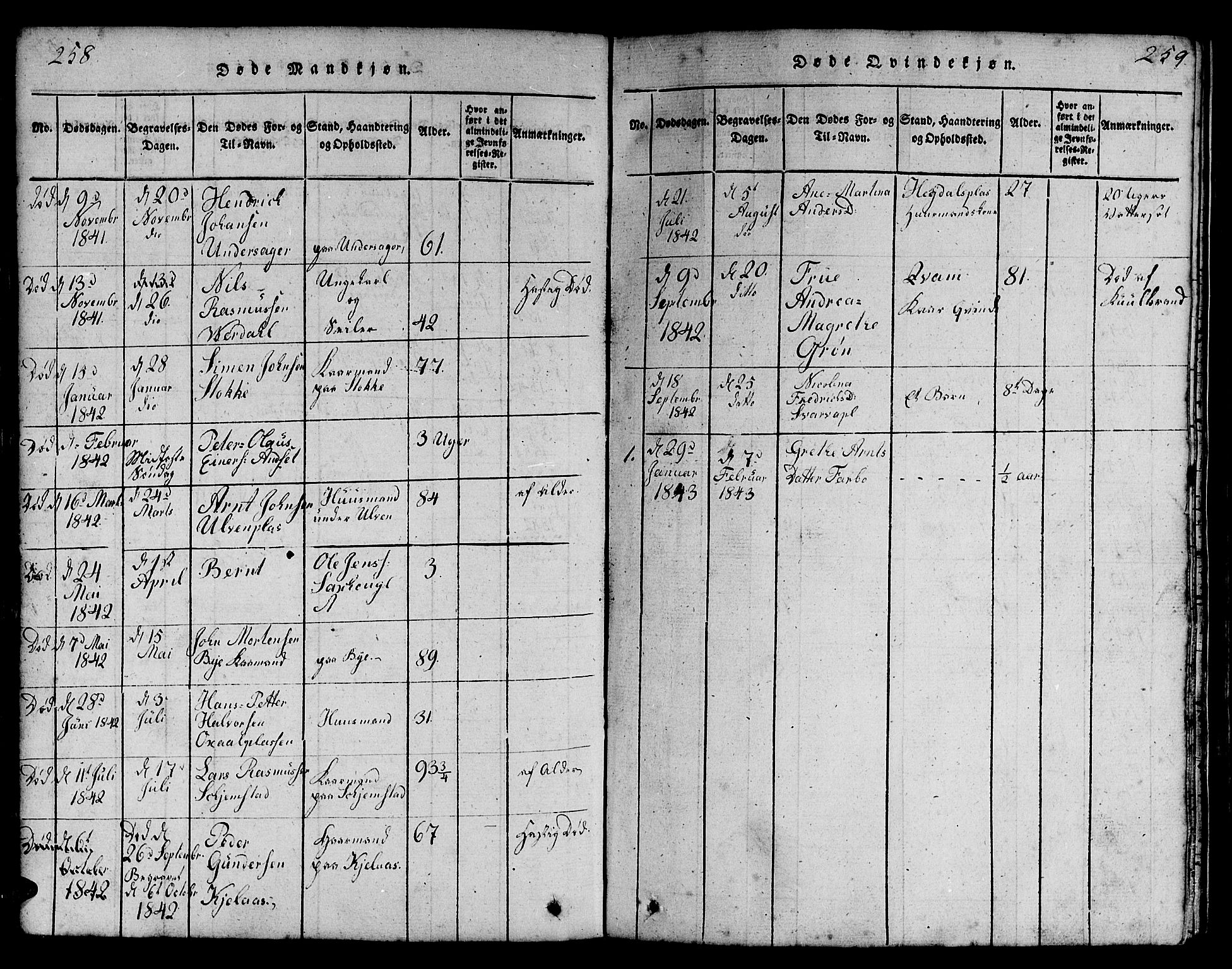 Ministerialprotokoller, klokkerbøker og fødselsregistre - Nord-Trøndelag, SAT/A-1458/730/L0298: Parish register (copy) no. 730C01, 1816-1849, p. 258-259