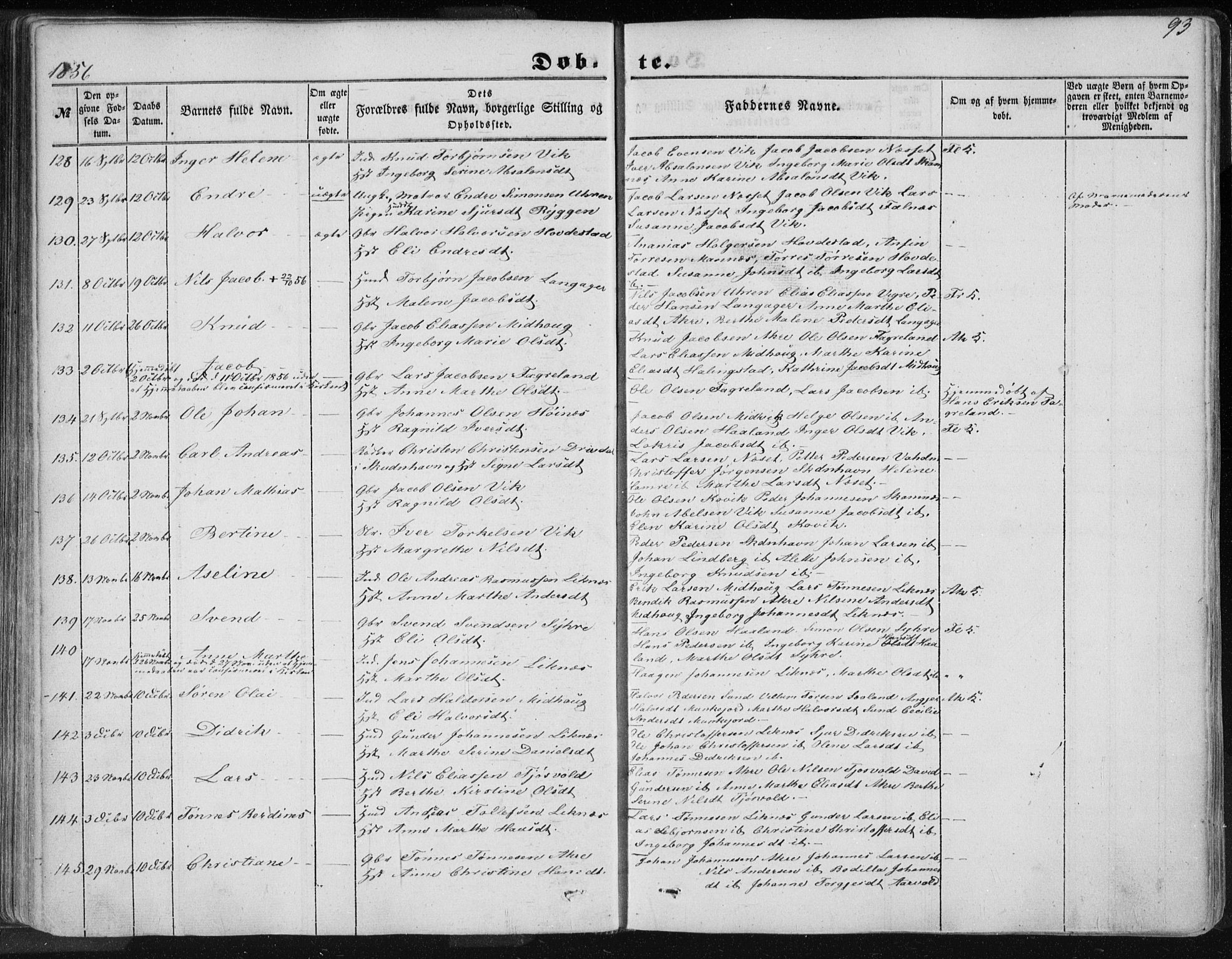 Skudenes sokneprestkontor, SAST/A -101849/H/Ha/Haa/L0004: Parish register (official) no. A 3.1, 1847-1863, p. 93
