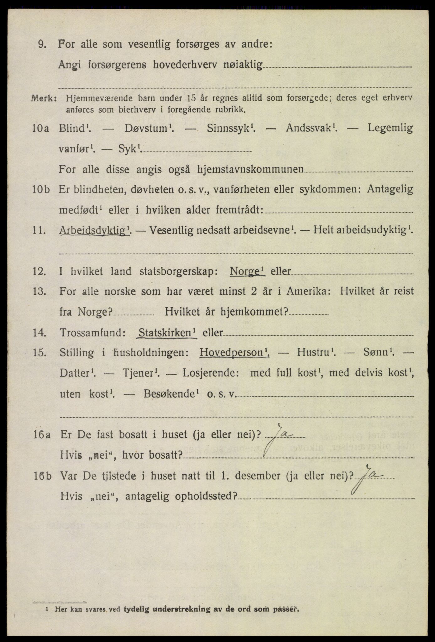 SAH, 1920 census for Vestre Toten, 1920, p. 1853