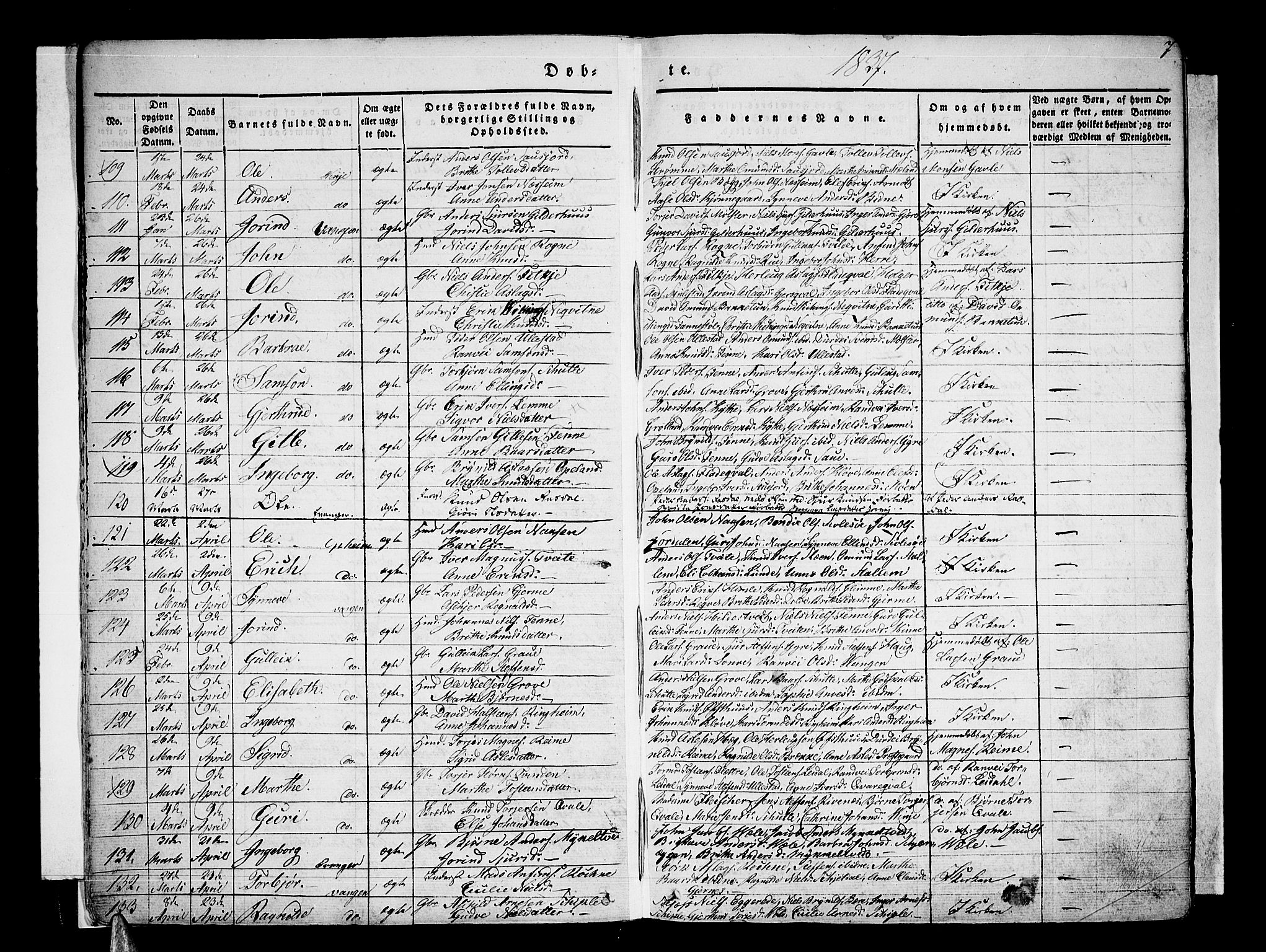Voss sokneprestembete, SAB/A-79001/H/Haa: Parish register (official) no. A 13, 1836-1851, p. 7