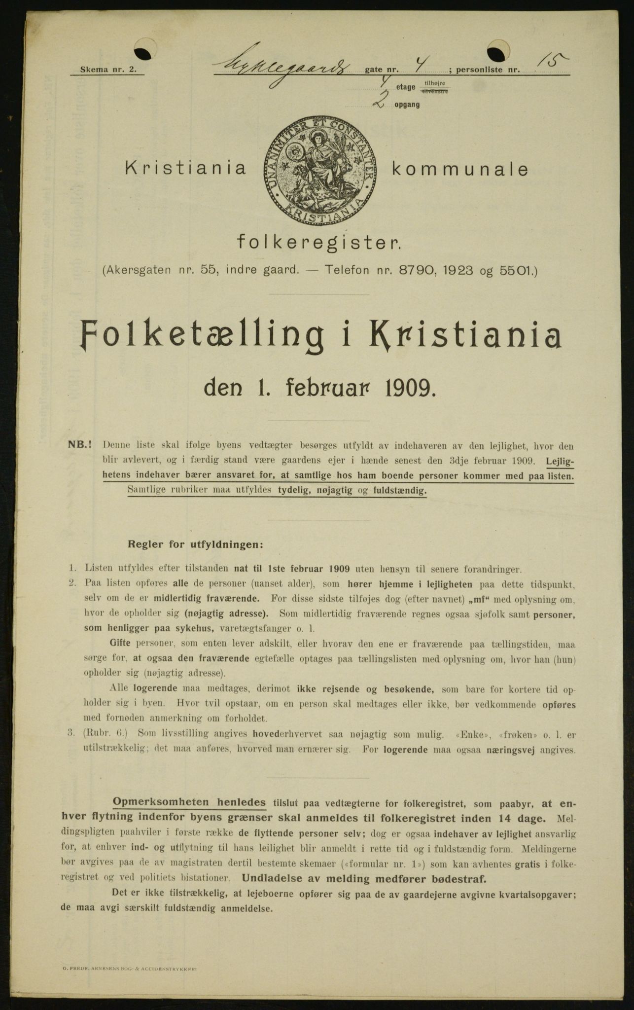 OBA, Municipal Census 1909 for Kristiania, 1909, p. 61822