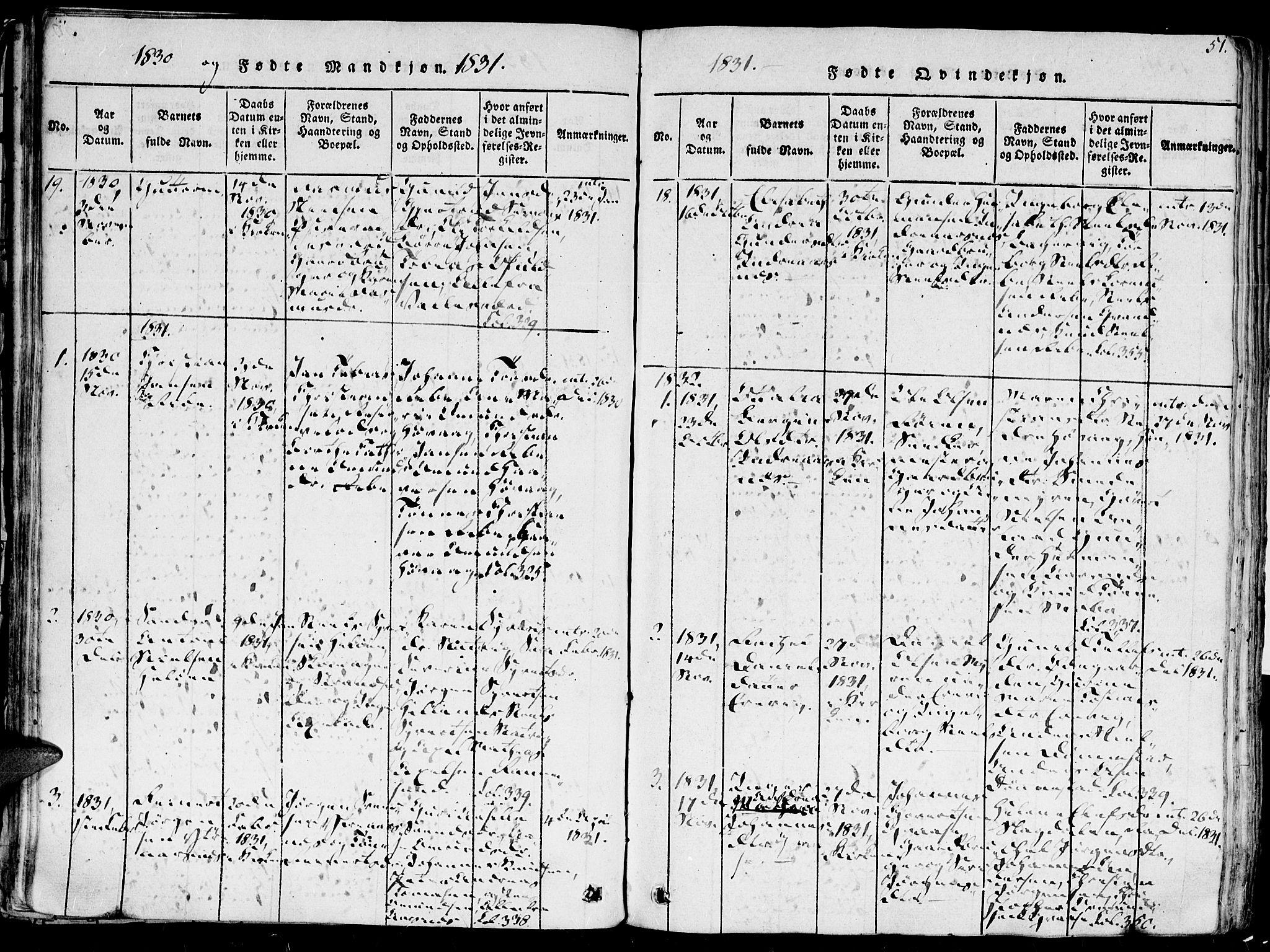 Høvåg sokneprestkontor, SAK/1111-0025/F/Fa/L0001: Parish register (official) no. A 1, 1816-1843, p. 51