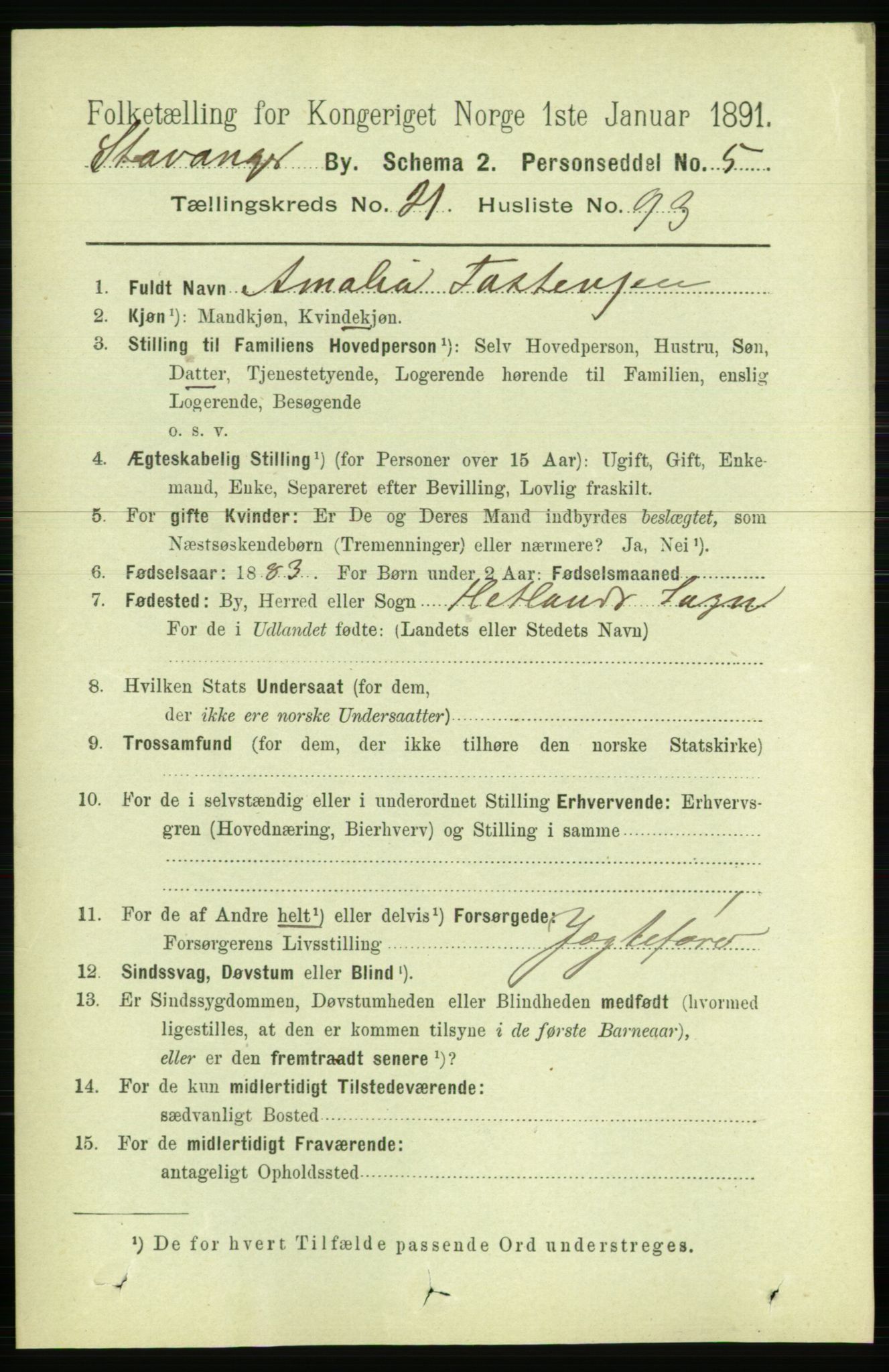 RA, 1891 census for 1103 Stavanger, 1891, p. 24108