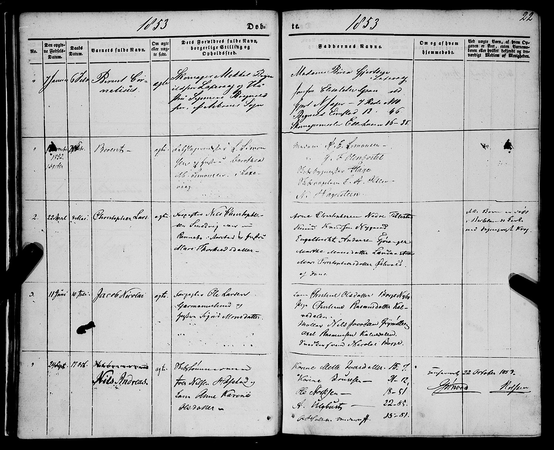 St. Jørgens hospital og Årstad sokneprestembete, AV/SAB-A-99934: Parish register (official) no. A 4, 1844-1863, p. 22