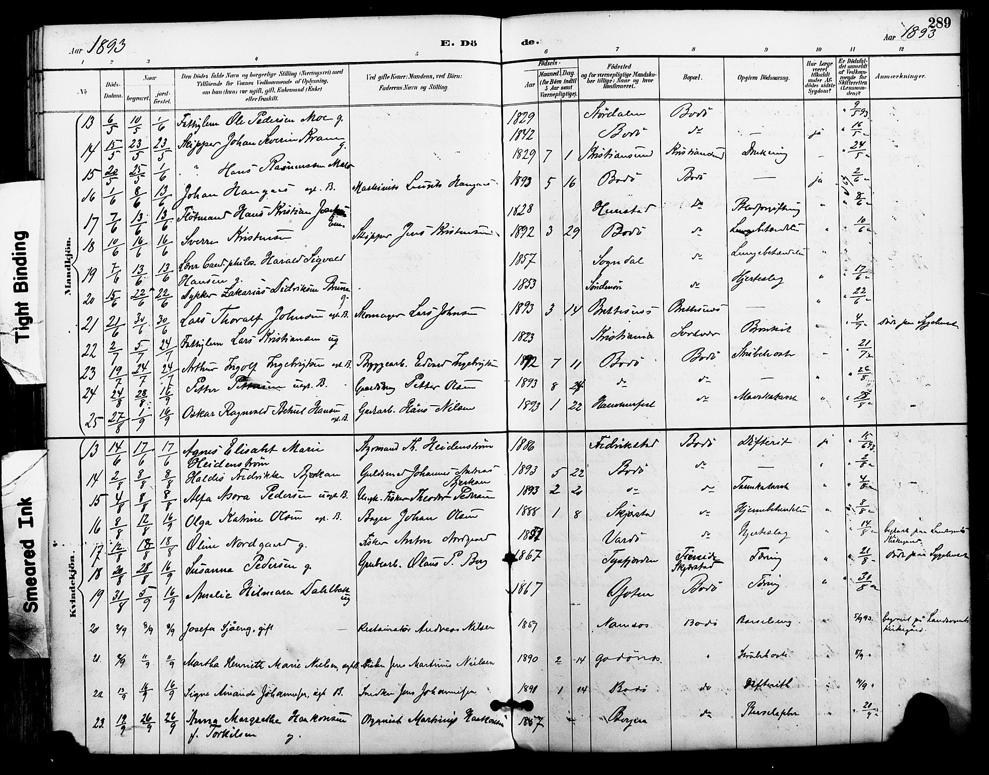 Ministerialprotokoller, klokkerbøker og fødselsregistre - Nordland, SAT/A-1459/801/L0010: Parish register (official) no. 801A10, 1888-1899, p. 289
