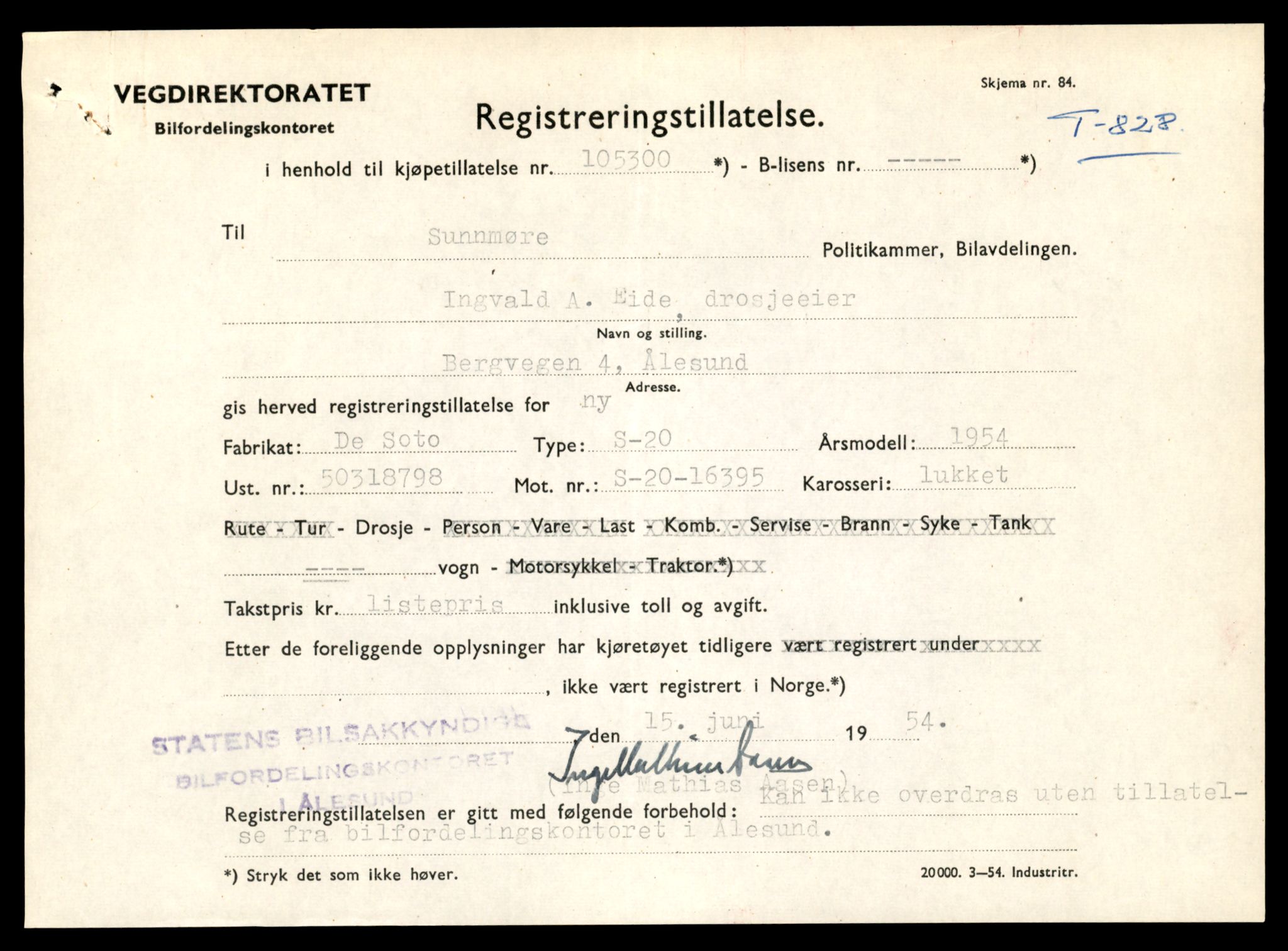 Møre og Romsdal vegkontor - Ålesund trafikkstasjon, AV/SAT-A-4099/F/Fe/L0008: Registreringskort for kjøretøy T 747 - T 894, 1927-1998, p. 2068