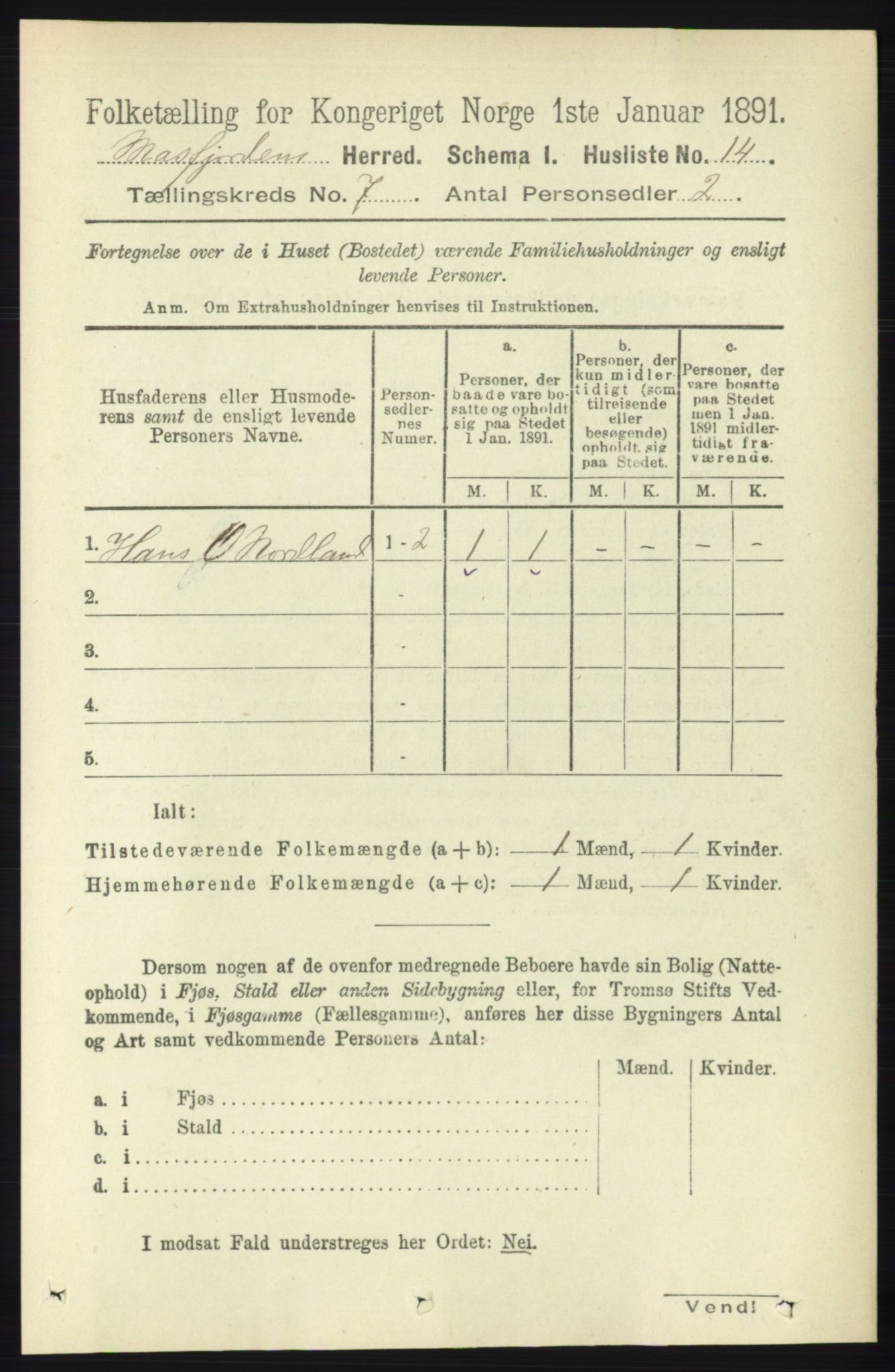 RA, 1891 census for 1266 Masfjorden, 1891, p. 1149