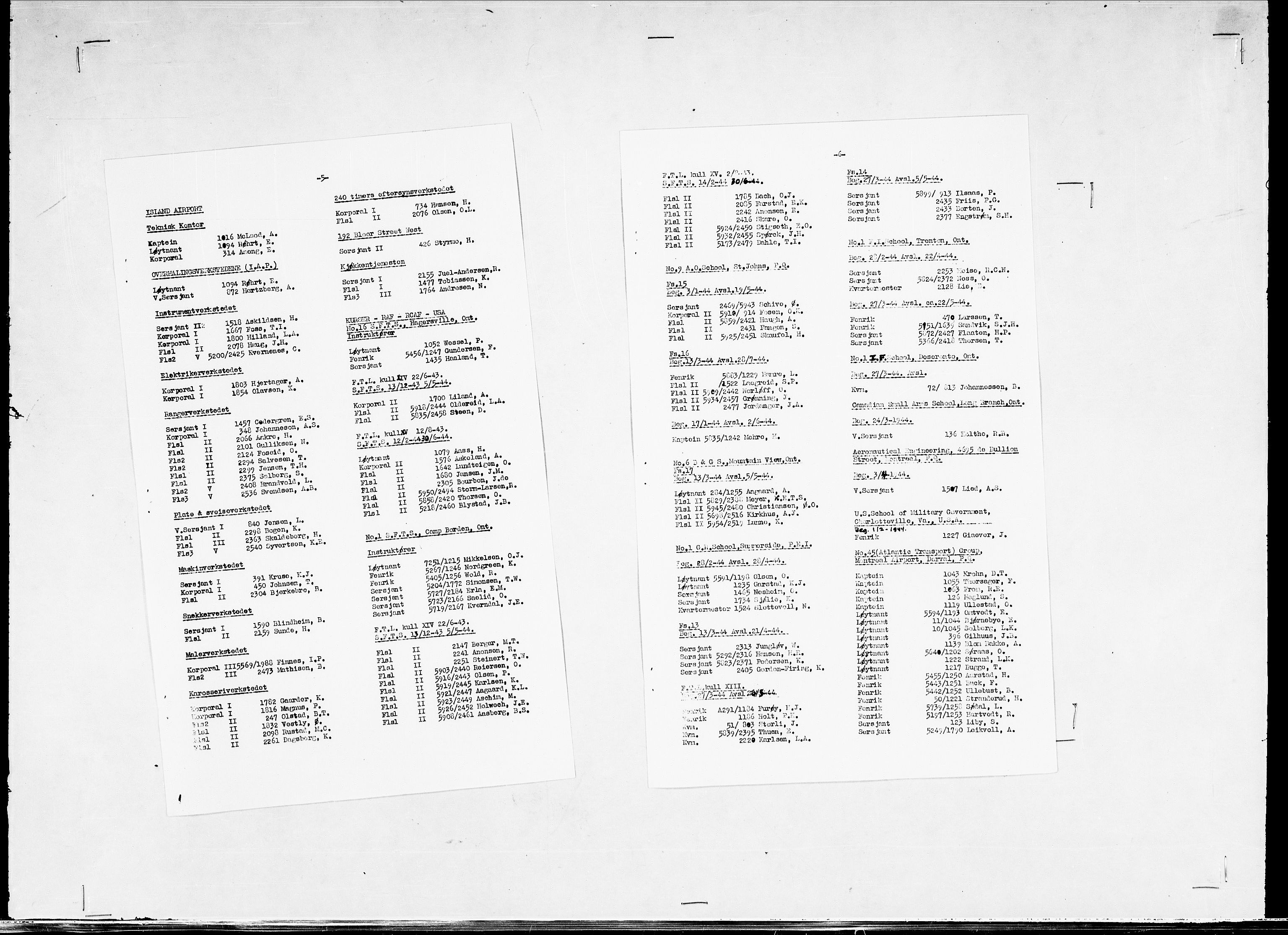 Forsvaret, Flyvåpnenes treningsleir 1940-1945, AV/RA-RAFA-3974/V/L0038: Ekspedisjonskontoret. 8. Personellkontoret, 1940-1945