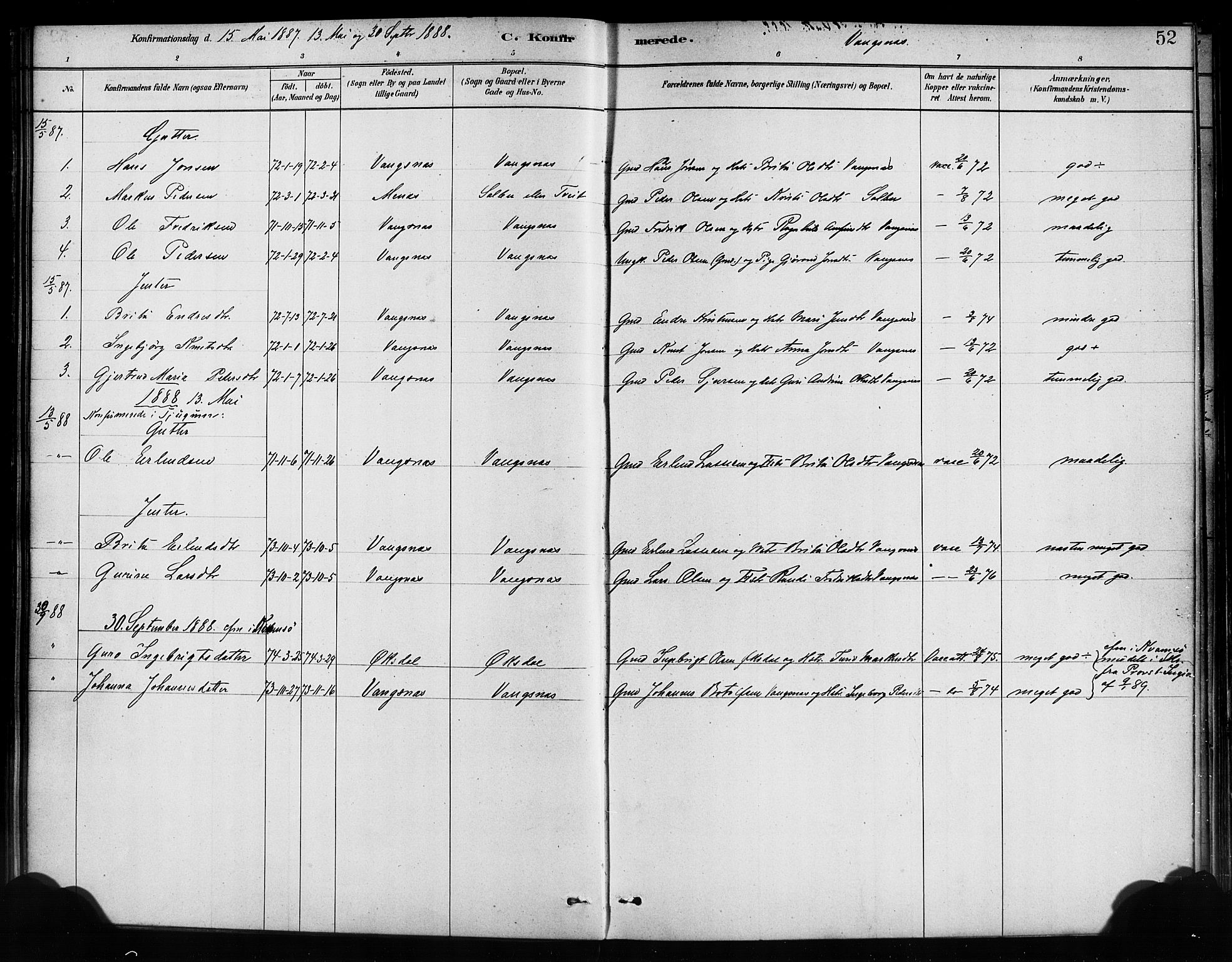 Balestrand sokneprestembete, SAB/A-79601/H/Haa/Haaa/L0004: Parish register (official) no. A 4 /3, 1879-1888, p. 52