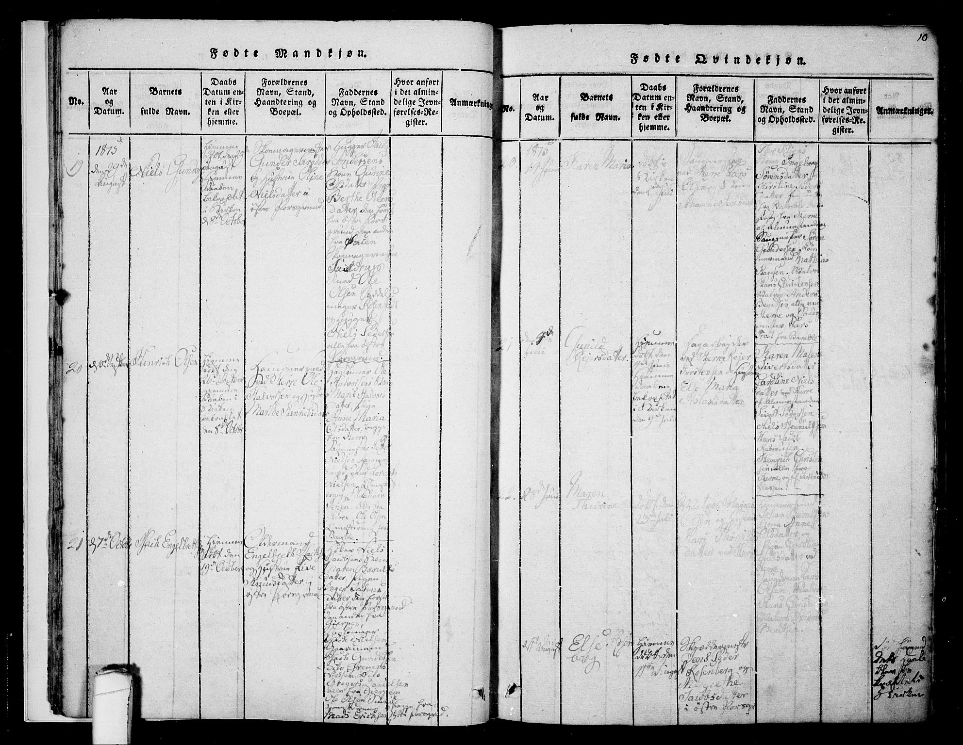 Porsgrunn kirkebøker , AV/SAKO-A-104/F/Fa/L0004: Parish register (official) no. 4, 1814-1828, p. 10