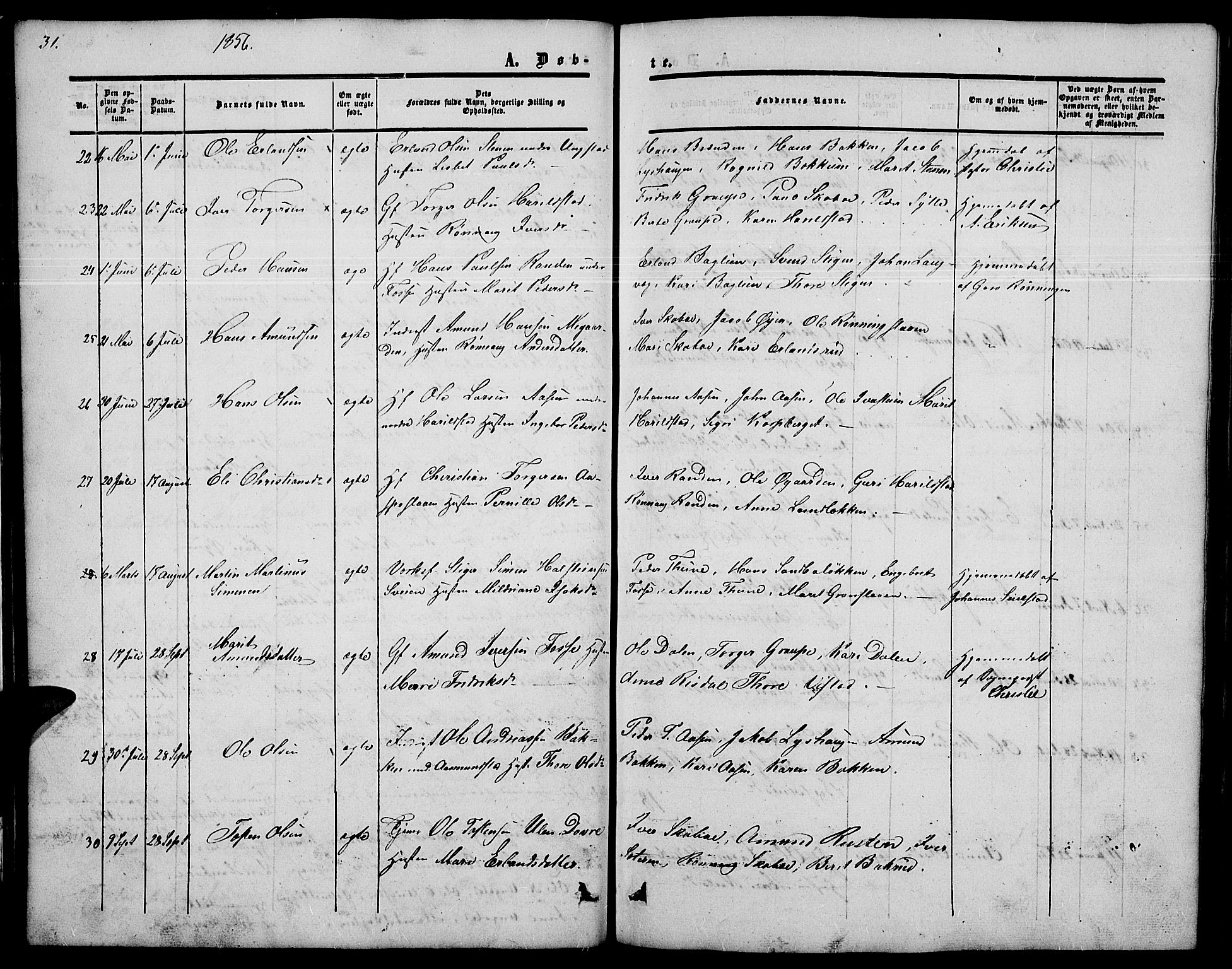 Nord-Fron prestekontor, SAH/PREST-080/H/Ha/Hab/L0002: Parish register (copy) no. 2, 1851-1883, p. 31
