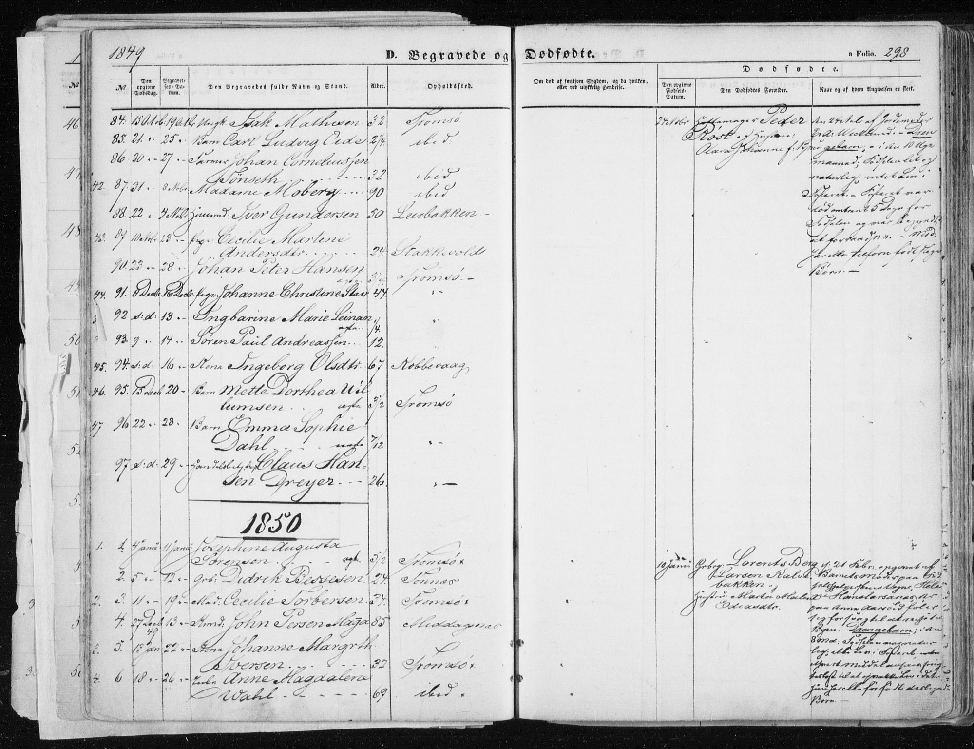 Tromsø sokneprestkontor/stiftsprosti/domprosti, SATØ/S-1343/G/Ga/L0010kirke: Parish register (official) no. 10, 1848-1855, p. 298