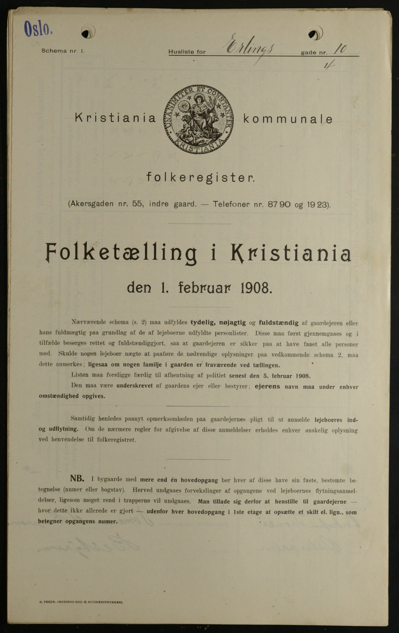 OBA, Municipal Census 1908 for Kristiania, 1908, p. 20038