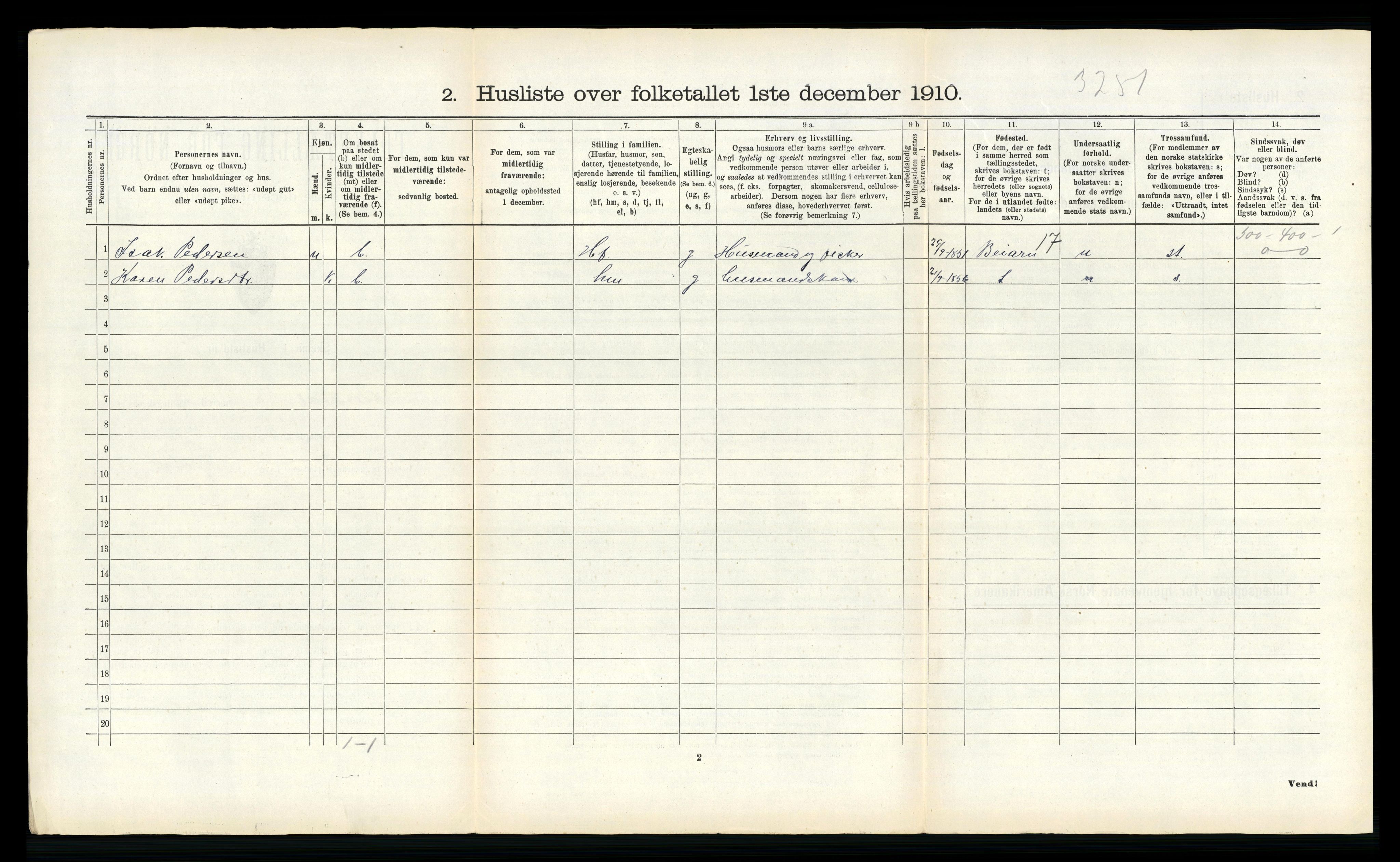 RA, 1910 census for Gildeskål, 1910, p. 878