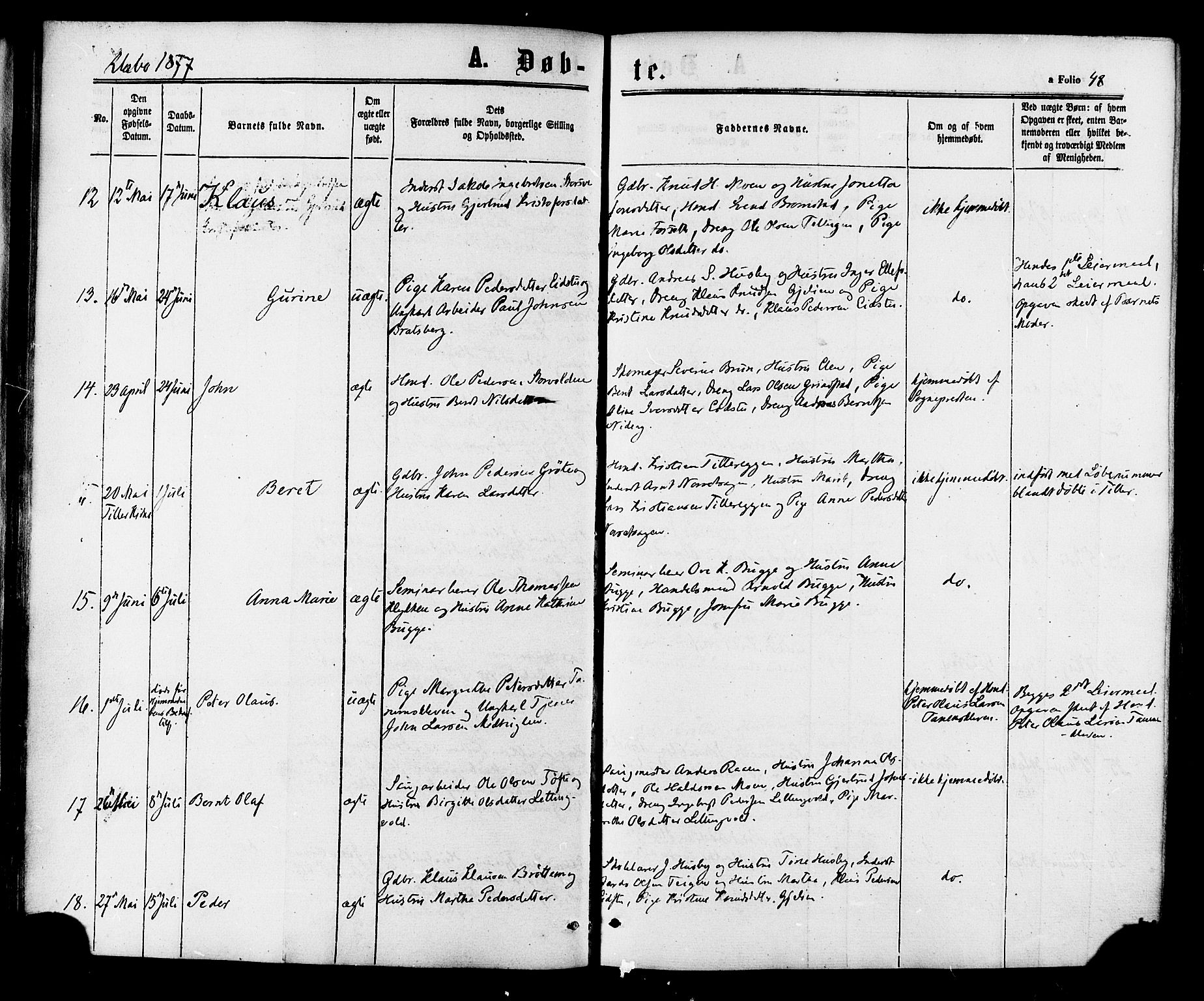 Ministerialprotokoller, klokkerbøker og fødselsregistre - Sør-Trøndelag, SAT/A-1456/618/L0442: Parish register (official) no. 618A06 /1, 1863-1879, p. 48