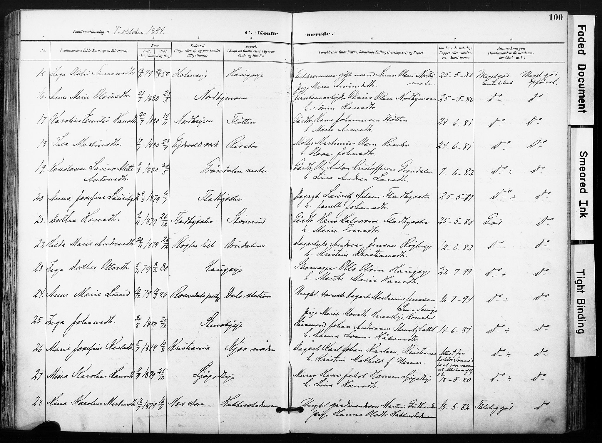 Ullensaker prestekontor Kirkebøker, AV/SAO-A-10236a/F/Fb/L0002: Parish register (official) no. II 2, 1894-1909, p. 100