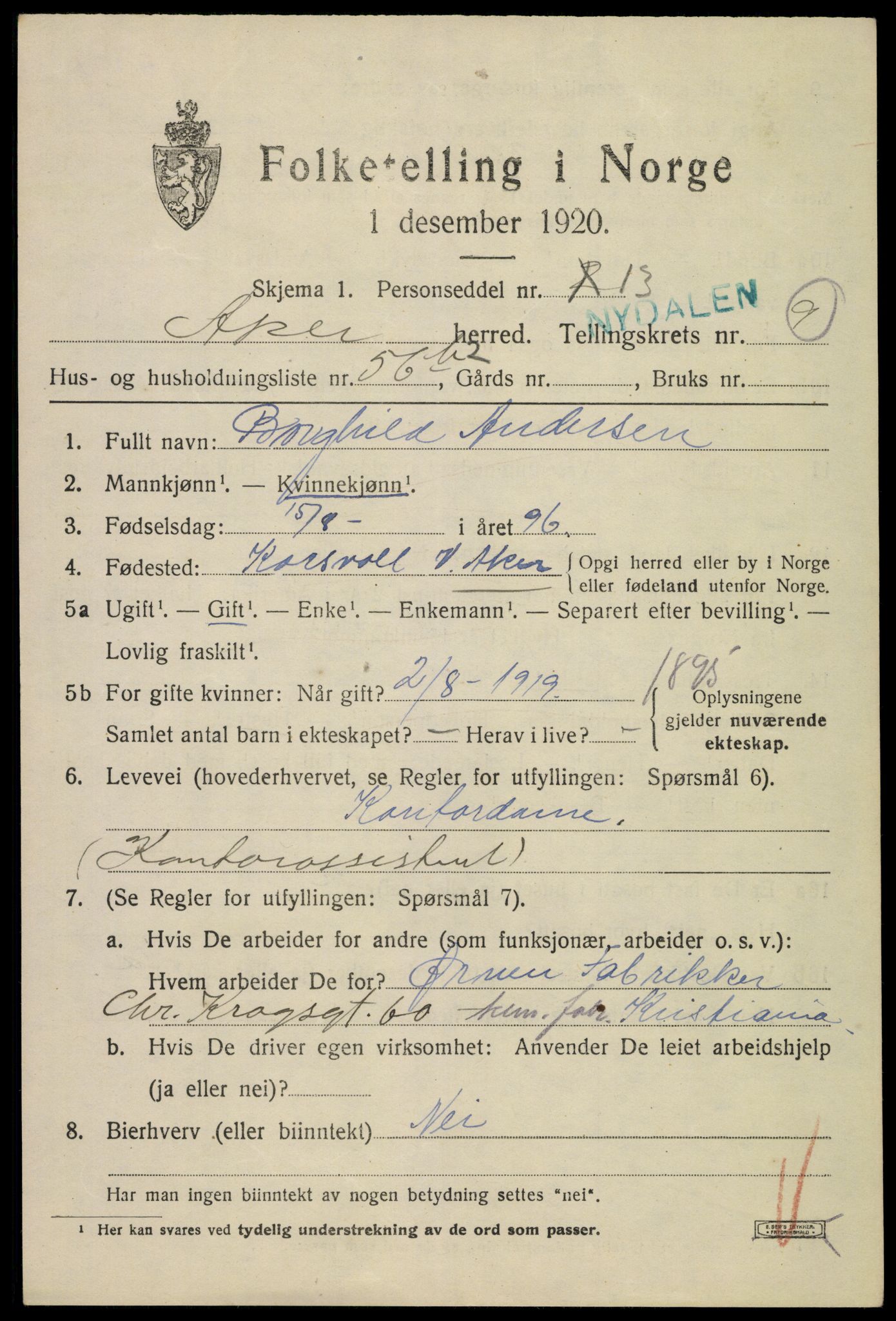 SAO, 1920 census for Aker, 1920, p. 62306