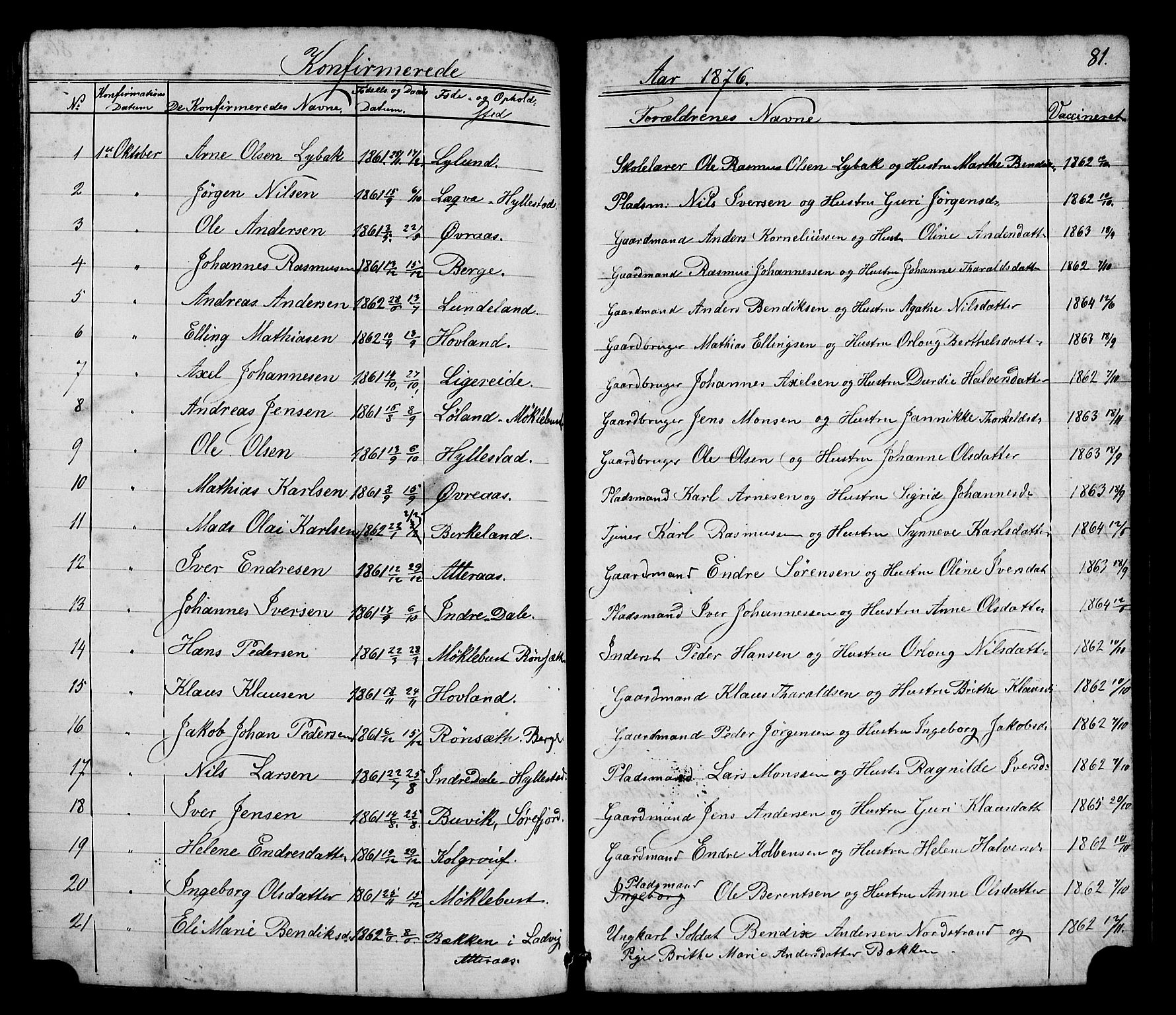 Hyllestad sokneprestembete, SAB/A-80401: Parish register (copy) no. A 2, 1876-1906, p. 81