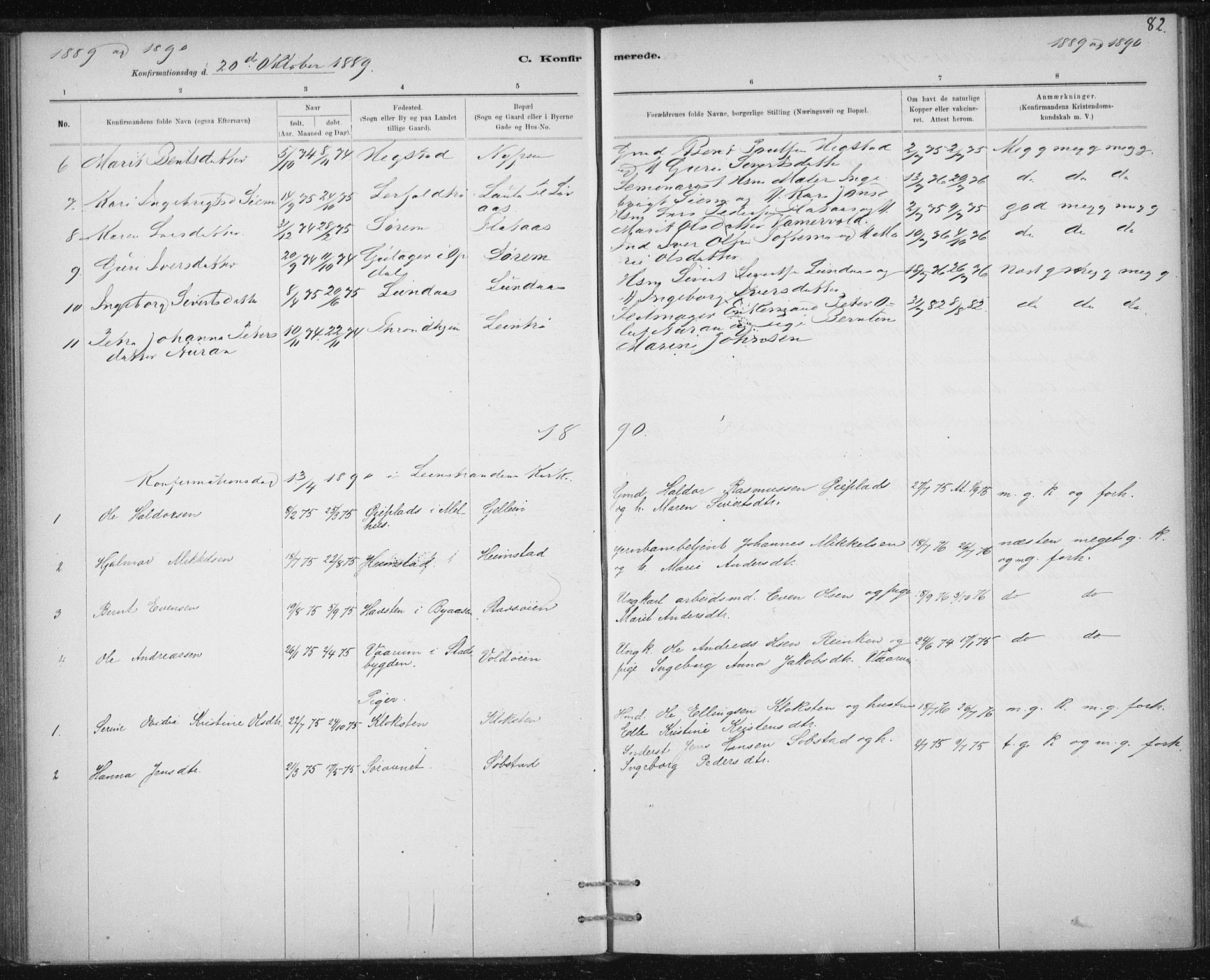 Ministerialprotokoller, klokkerbøker og fødselsregistre - Sør-Trøndelag, AV/SAT-A-1456/613/L0392: Parish register (official) no. 613A01, 1887-1906, p. 82