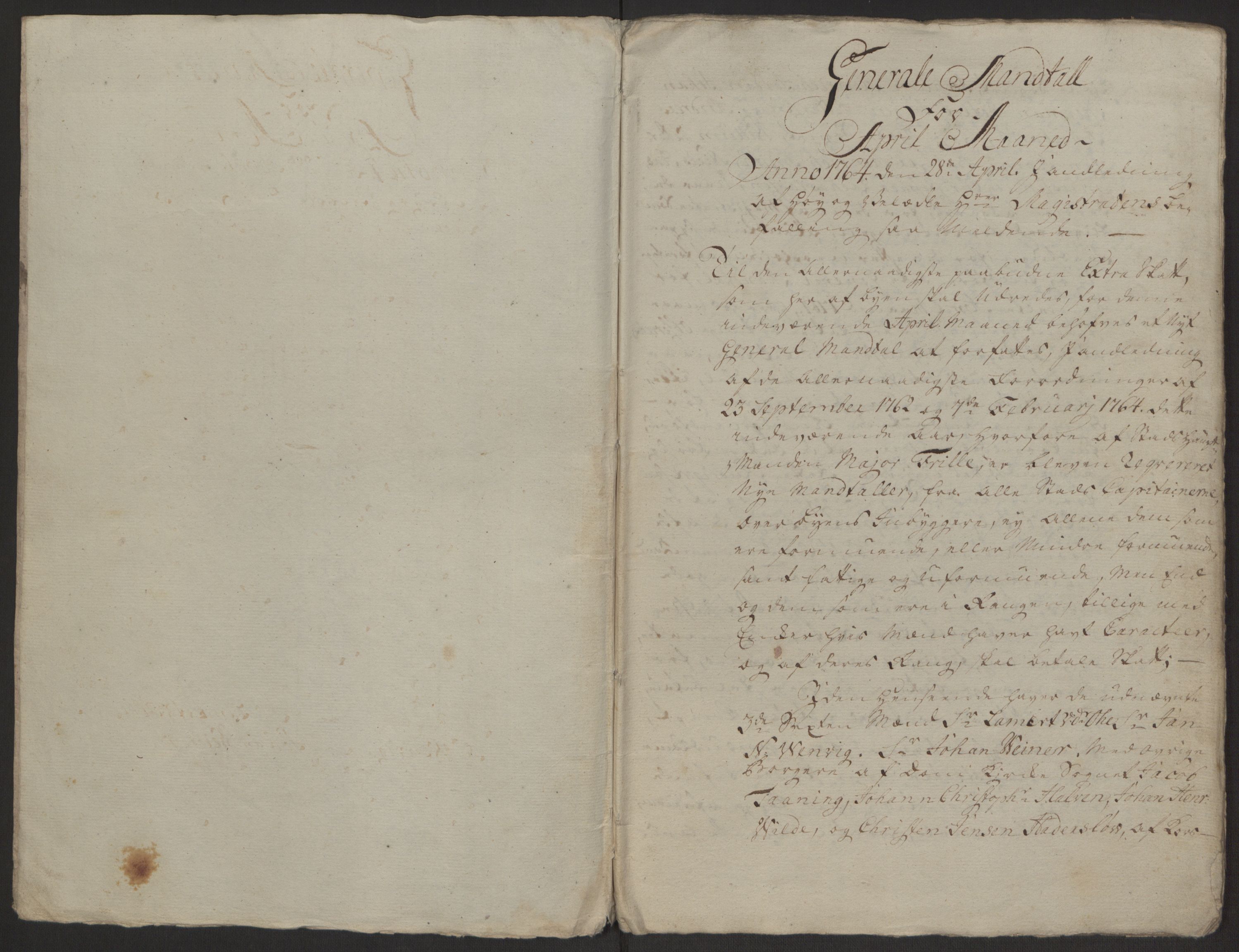 Rentekammeret inntil 1814, Reviderte regnskaper, Byregnskaper, RA/EA-4066/R/Rp/L0368/0001: [P21] Kontribusjonsregnskap / Ekstraskatt, 1764, p. 214