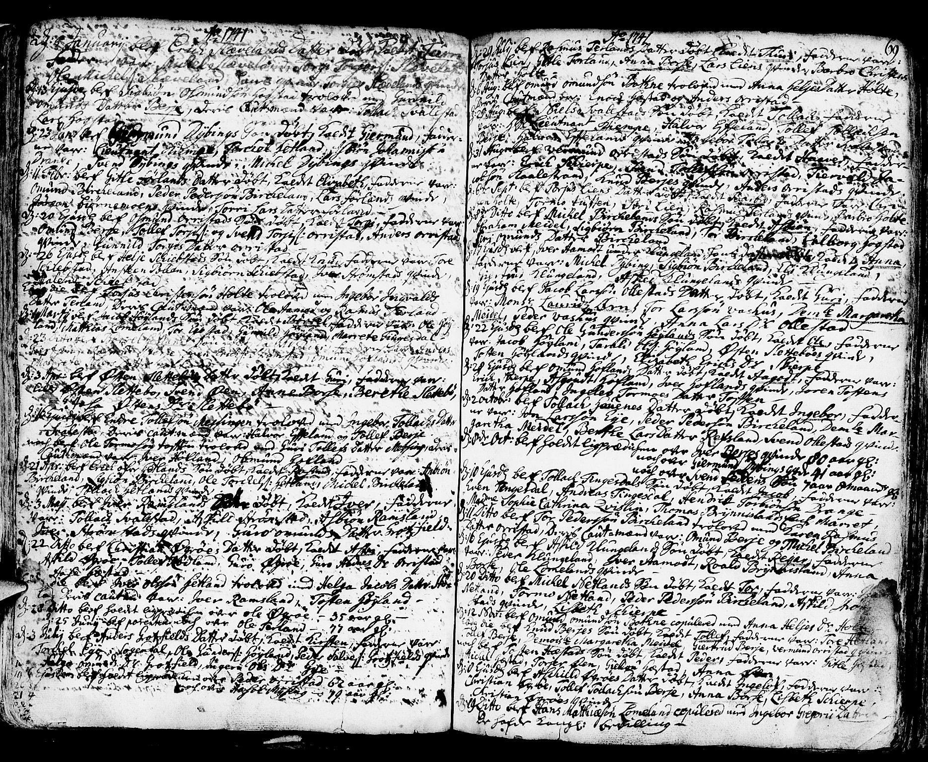 Helleland sokneprestkontor, AV/SAST-A-101810: Parish register (official) no. A 1 /1, 1713-1761, p. 69