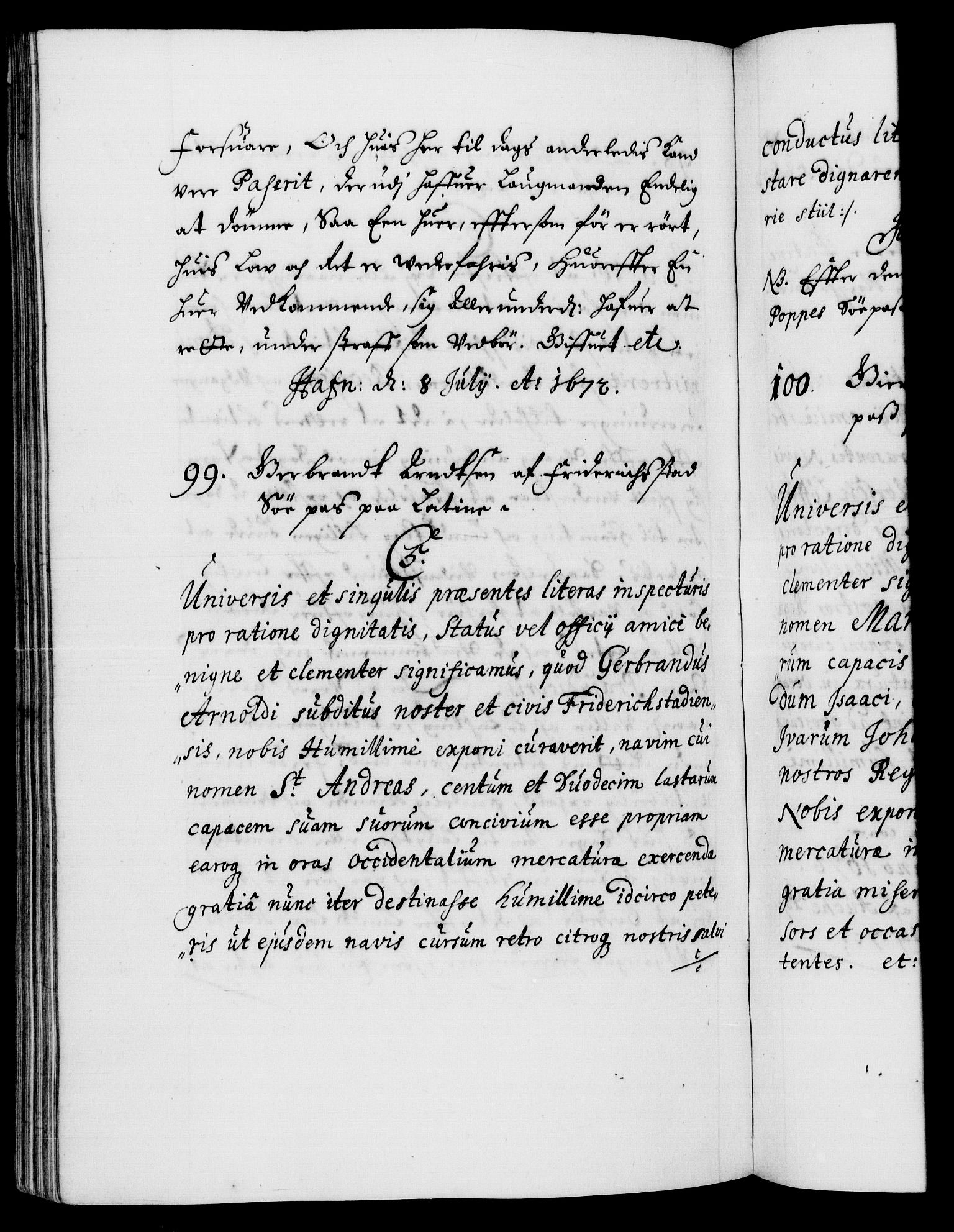 Danske Kanselli 1572-1799, AV/RA-EA-3023/F/Fc/Fca/Fcaa/L0011: Norske registre (mikrofilm), 1670-1673, p. 588b