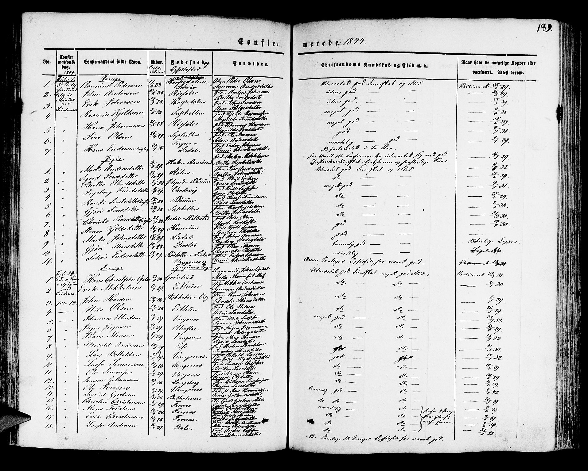 Leikanger sokneprestembete, AV/SAB-A-81001/H/Haa/Haaa/L0007: Parish register (official) no. A 7, 1838-1851, p. 189