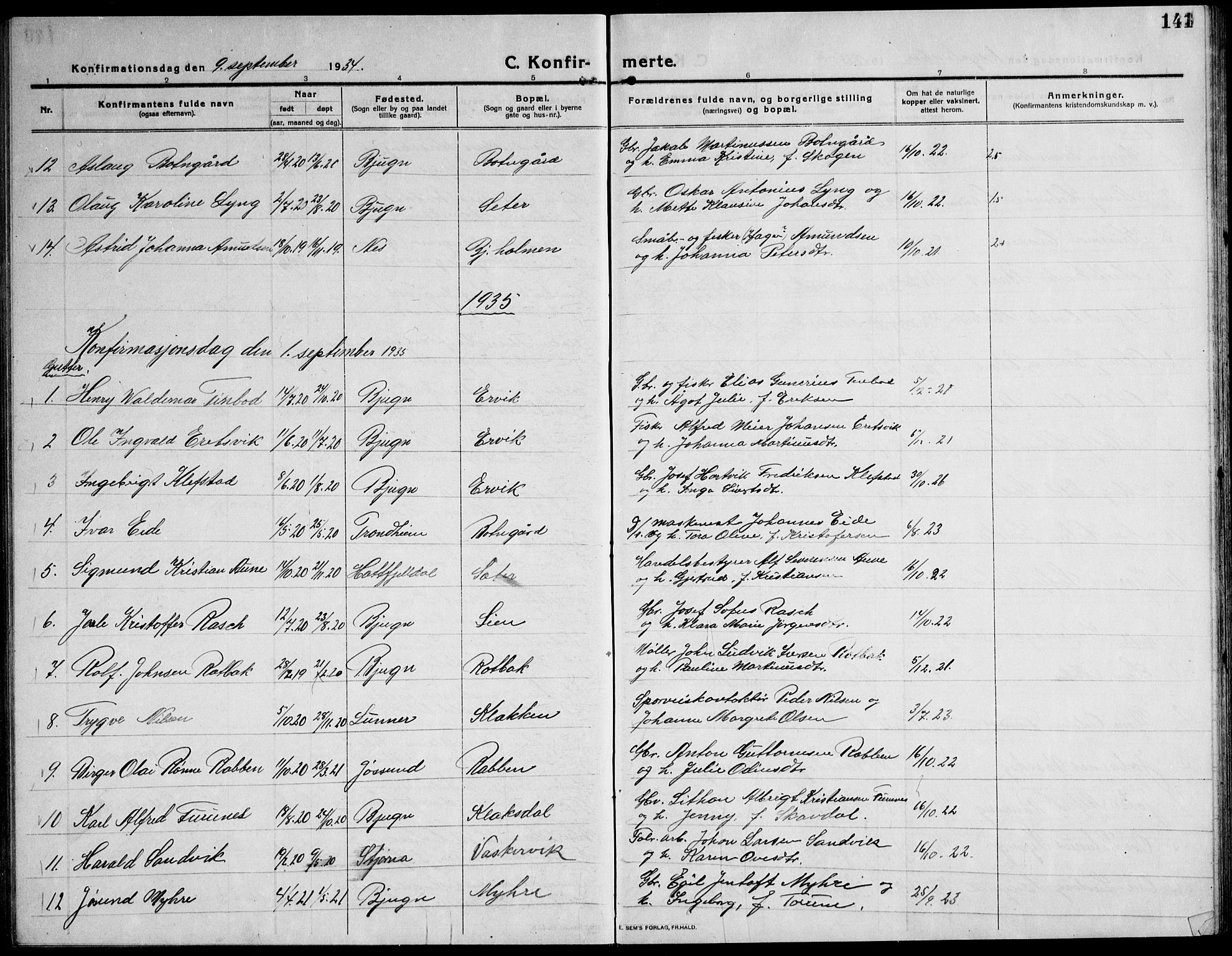 Ministerialprotokoller, klokkerbøker og fødselsregistre - Sør-Trøndelag, AV/SAT-A-1456/651/L0648: Parish register (copy) no. 651C02, 1915-1945, p. 141